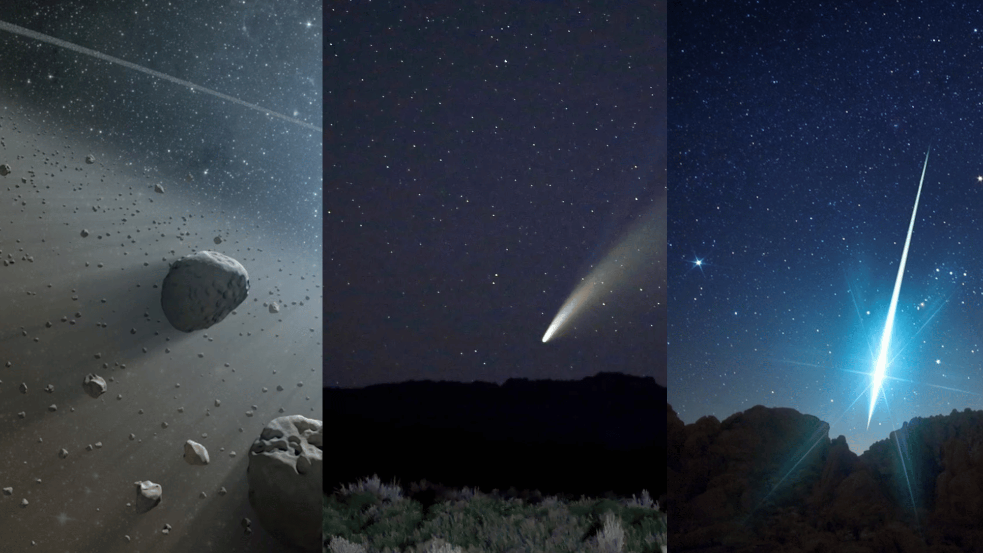 difference between asteroids comets and meteors