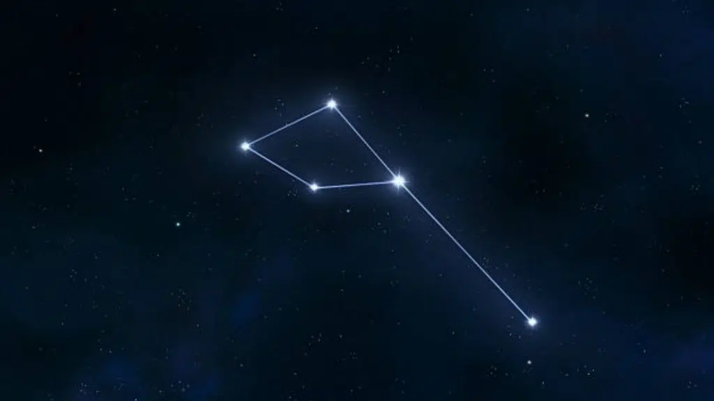 Depiction of the Delphinus constellation connecting bright stars against a dark, starry night sky