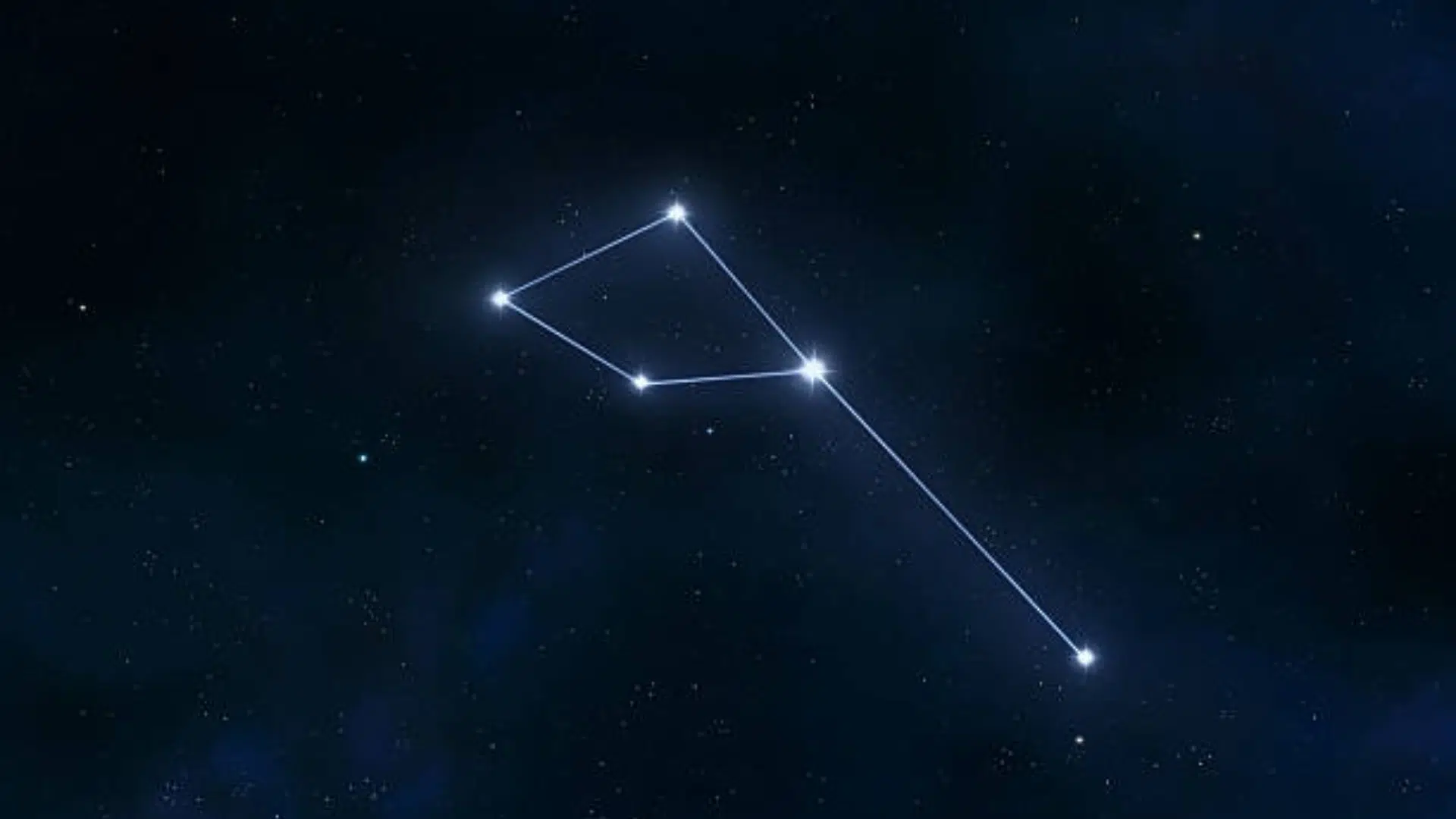 Depiction of the Delphinus constellation connecting bright stars against a dark, starry night sky