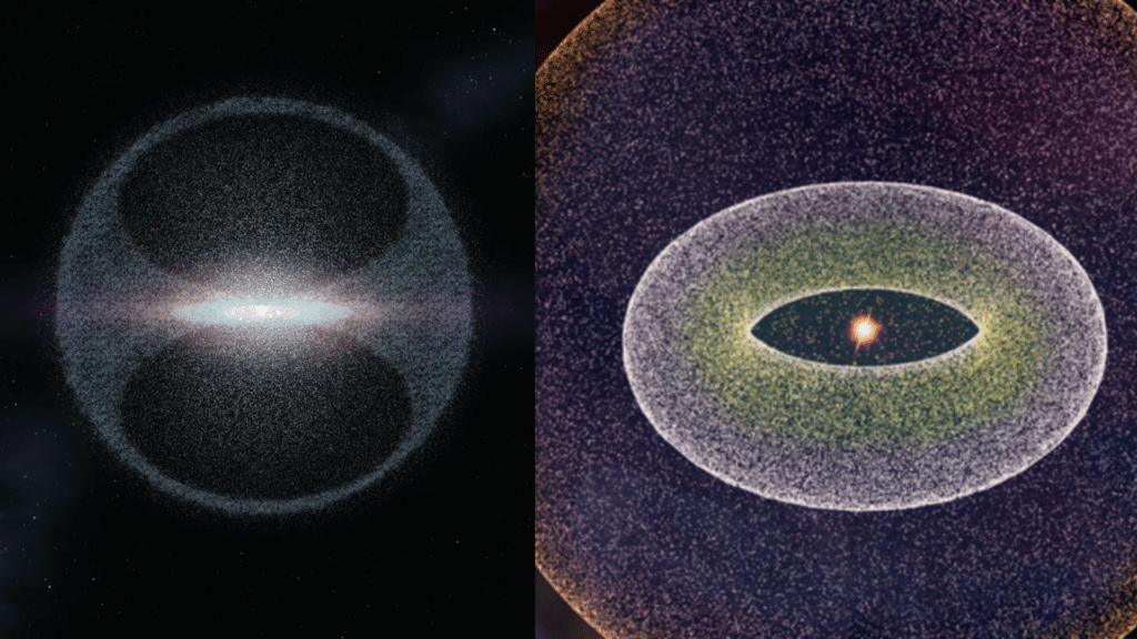 oort cloud in space dark sky background