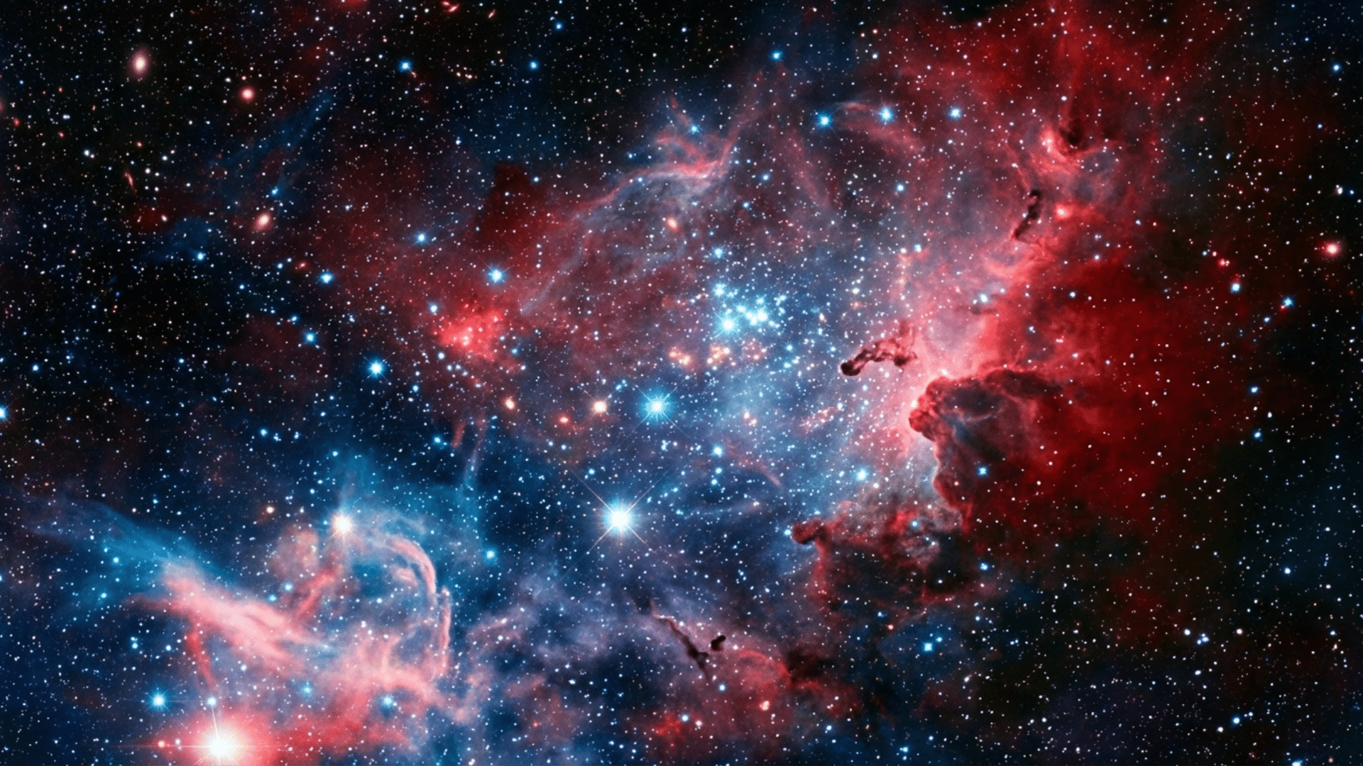 A colorful nebula cloud where stars are forming