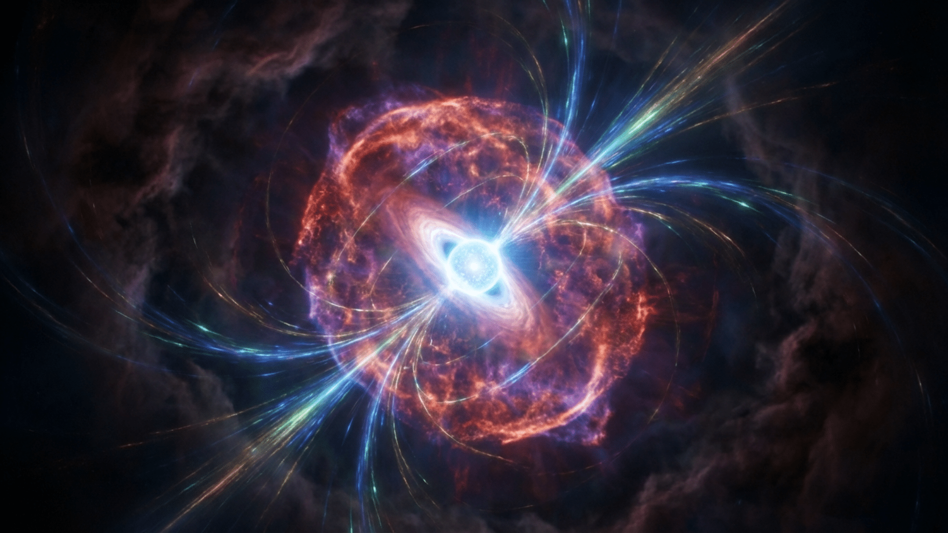 A dense neutron star emitting energy beams