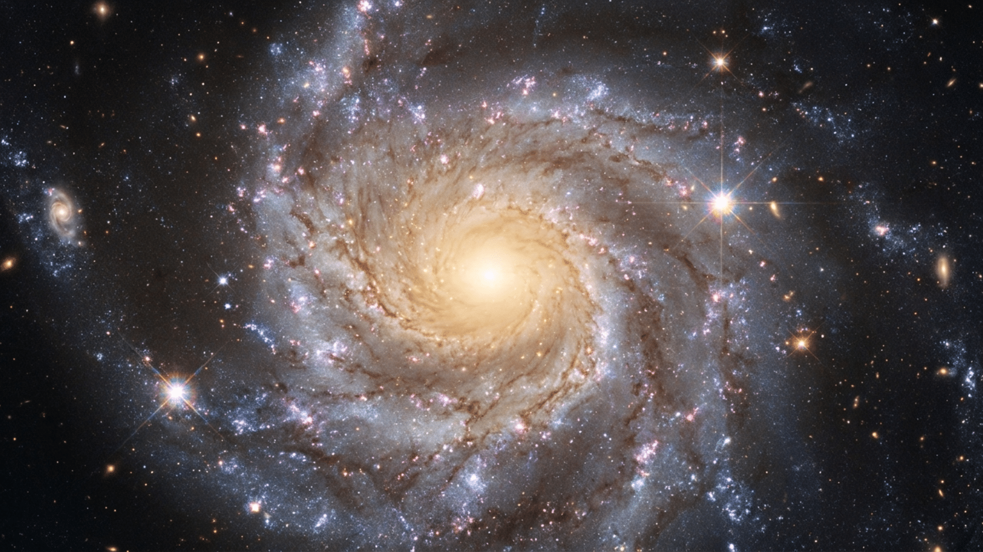 A spiral galaxy with glowing arms of stars