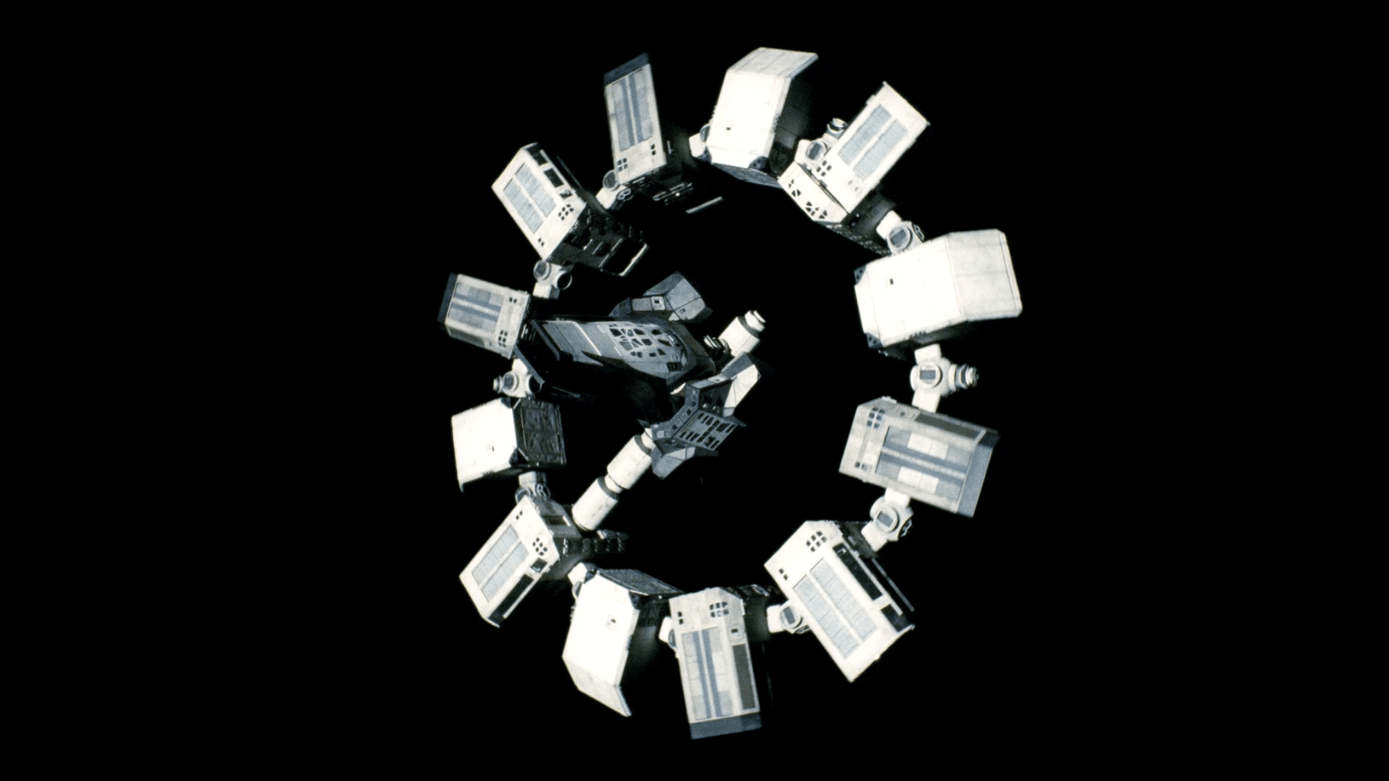 An image of Endurance from Interstellar movie against a black background