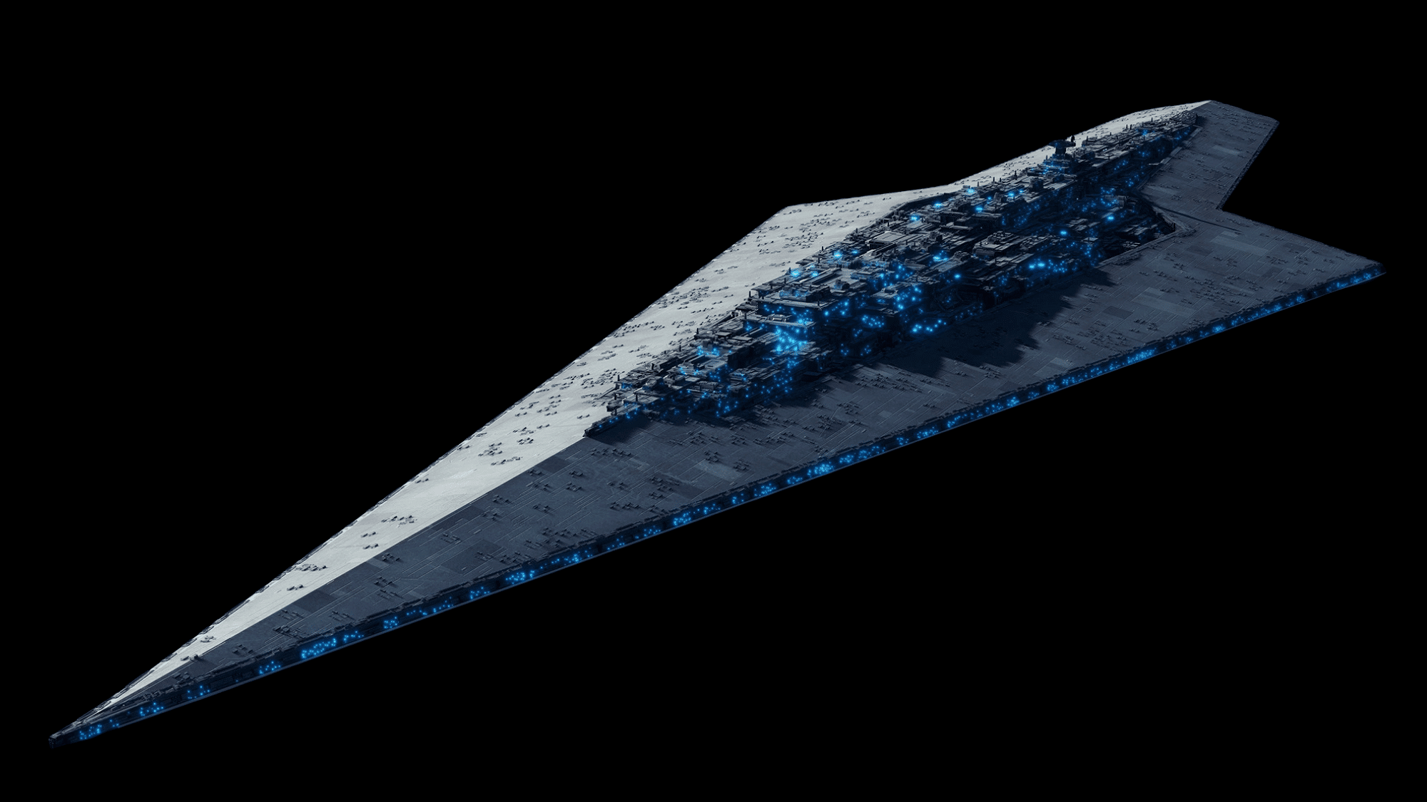 An image of Executor spaceship from the movie Star Wars The Empire Strikes Back against a black background.