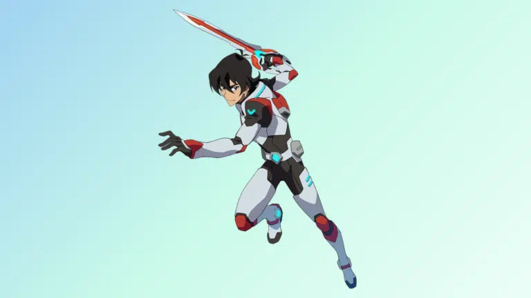 Animated character Keith from Voltron Legendary Defender in his black, white, and red pilot suit