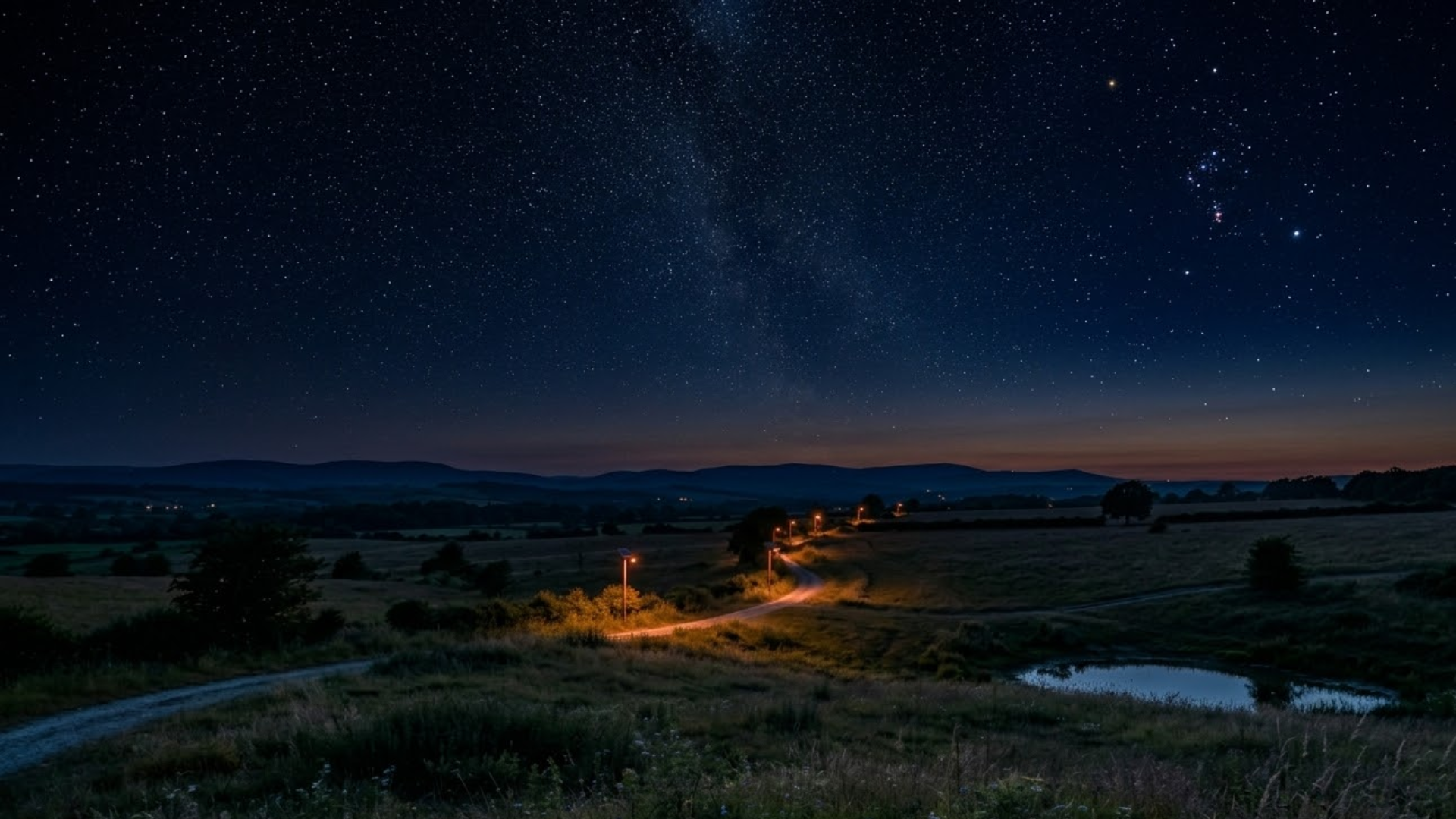 Astronomical twilight showing a dark sky with visible stars