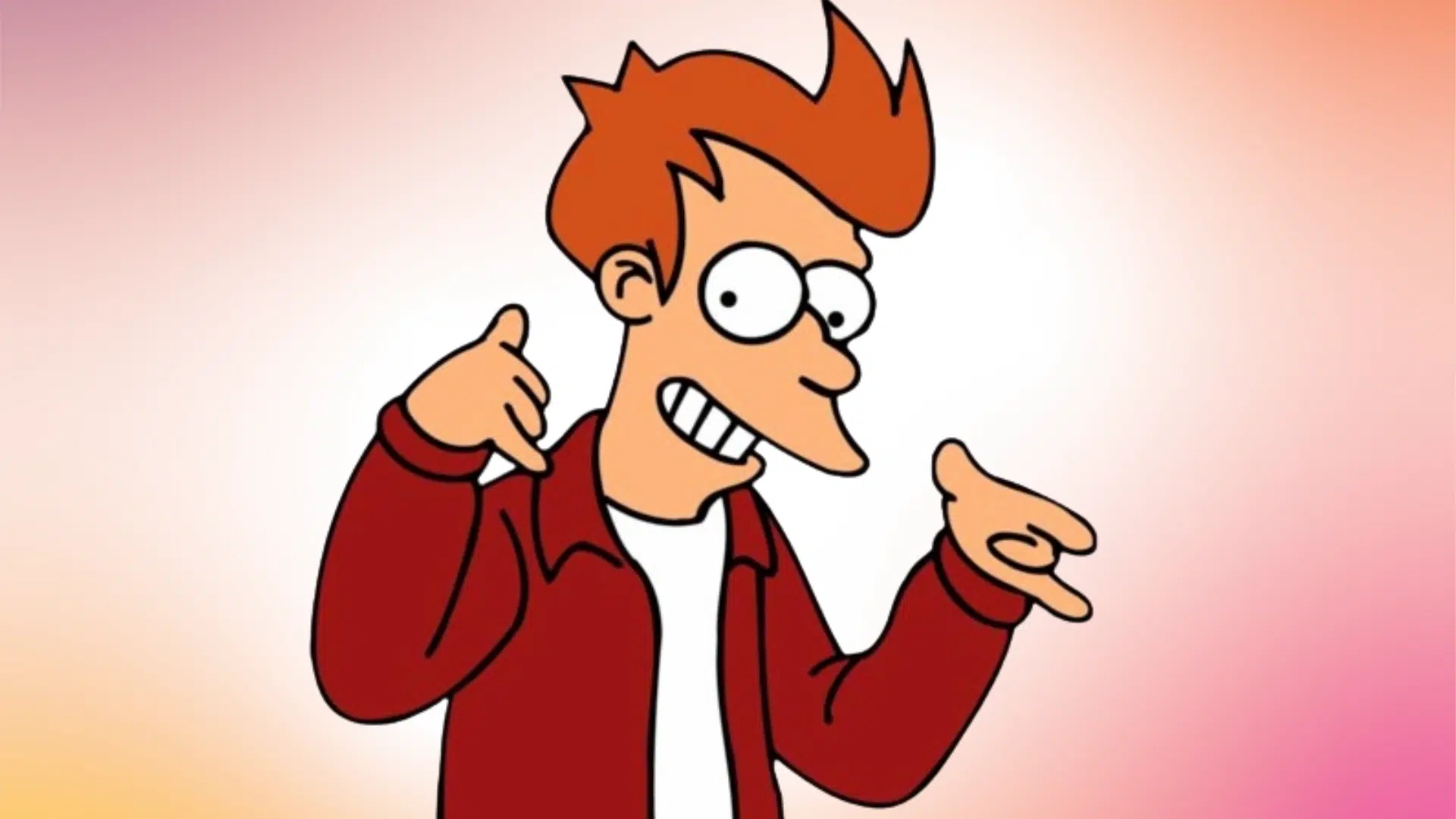 Cartoon illustration of Fry from Futurama grinning and making a “call me” hand gesture