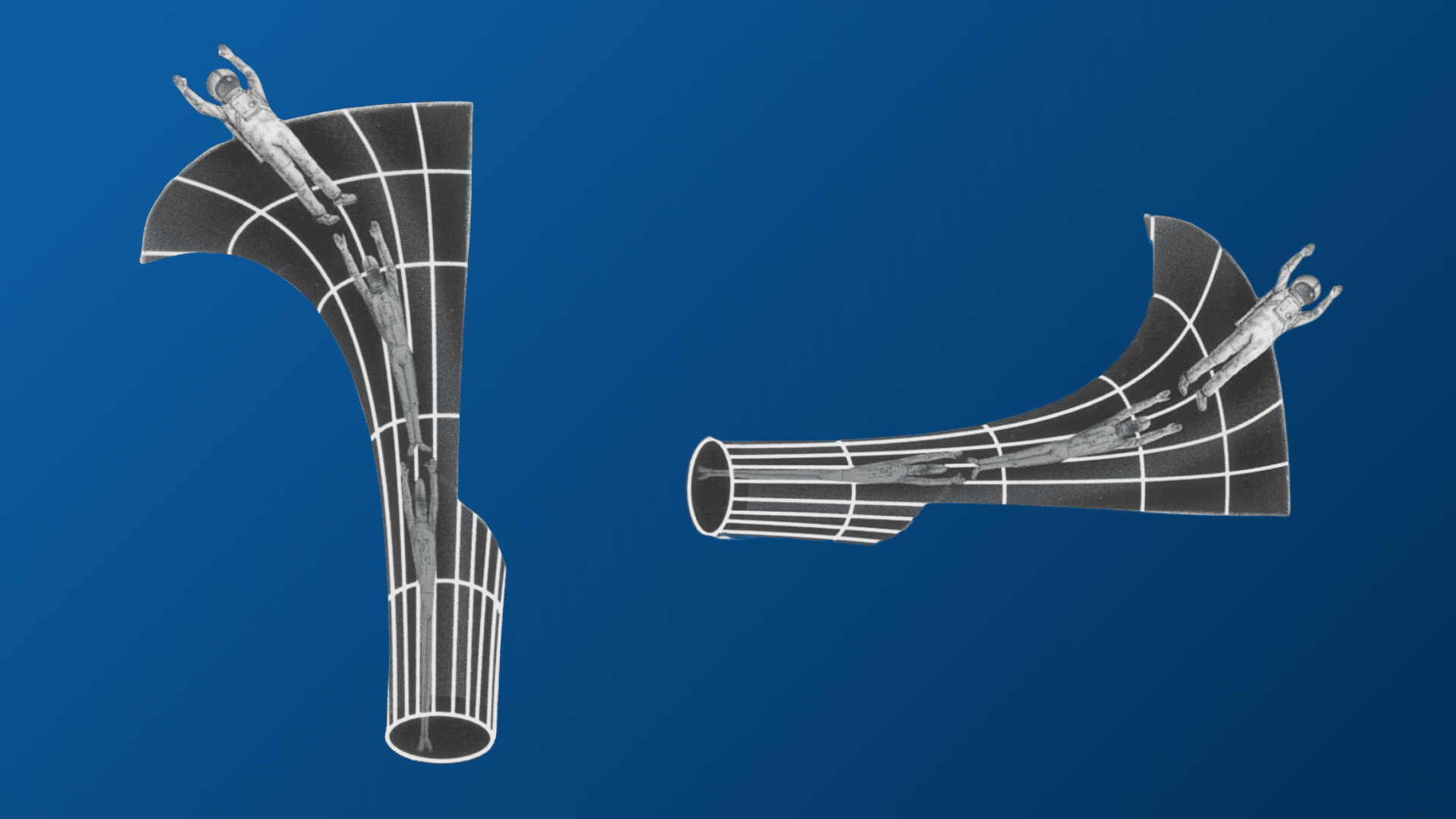 Diagram comparing vertical stretching and horizontal compression during spaghettification