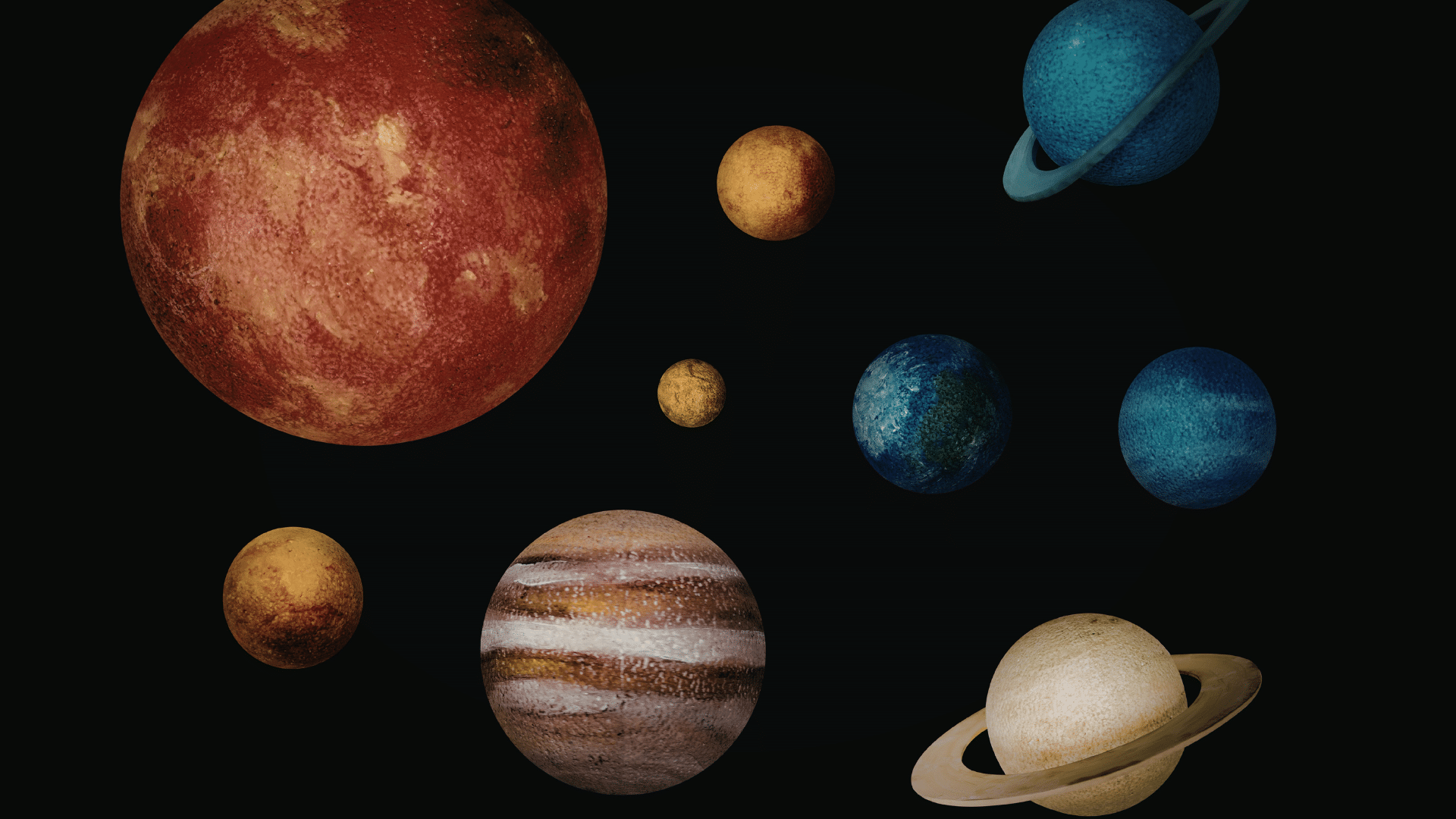 Different types of planets orbiting a star in space