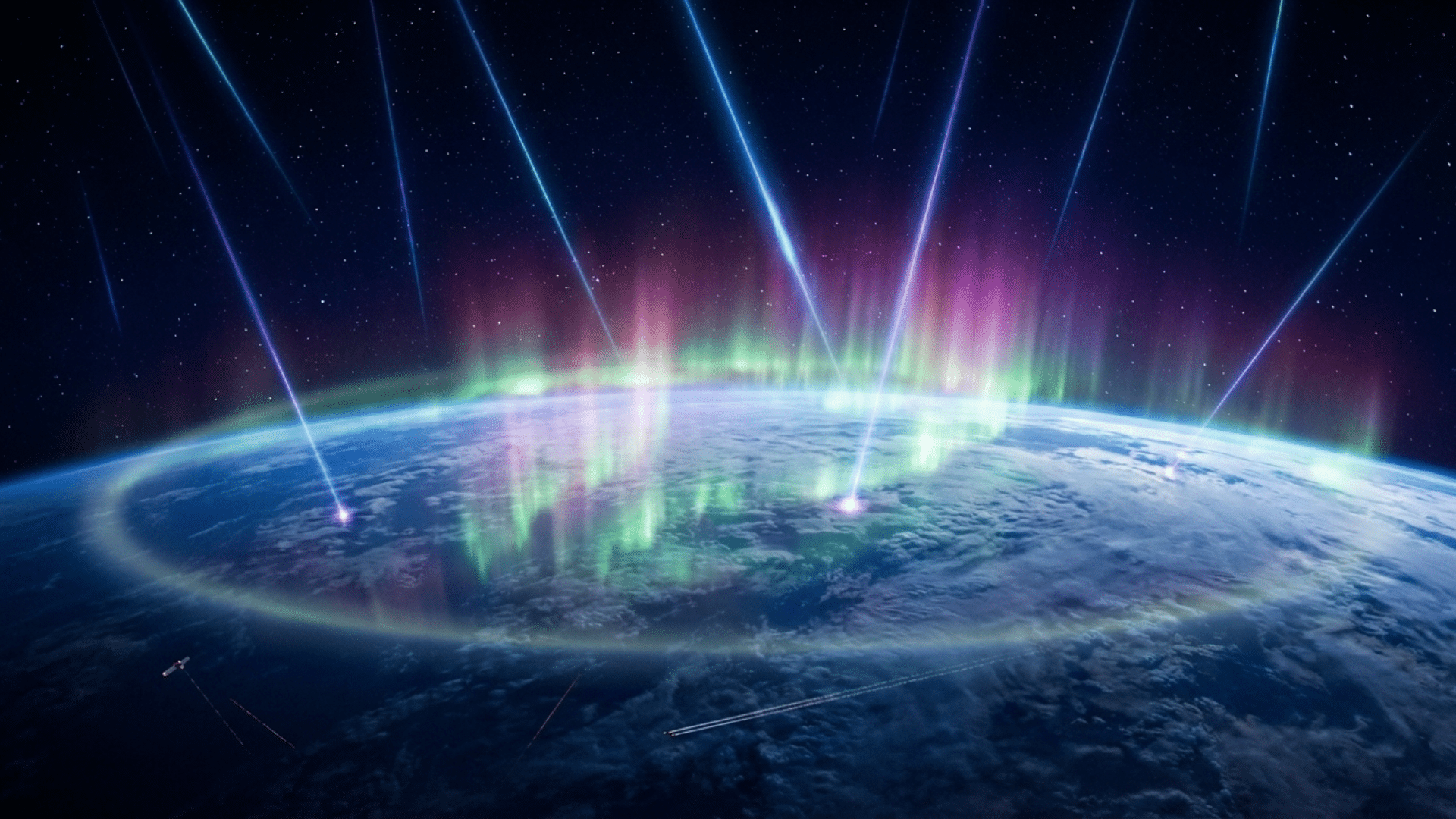 High-energy cosmic rays traveling through space toward Earth
