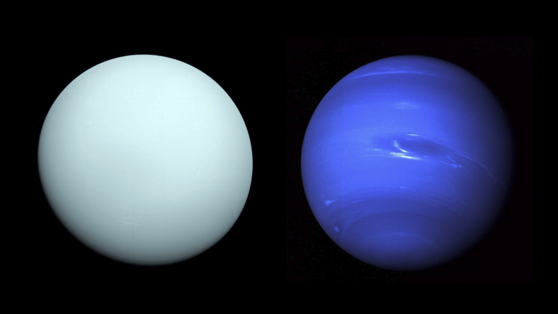 Ice Giant Planets like Uranus and Neptune set against a dark background