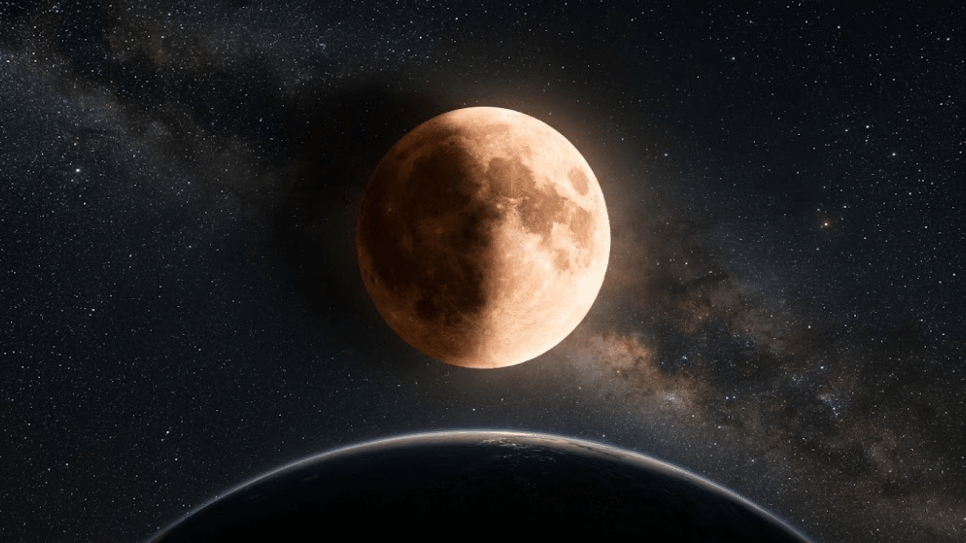Lunar eclipse with Earth’s shadow covering the Moon