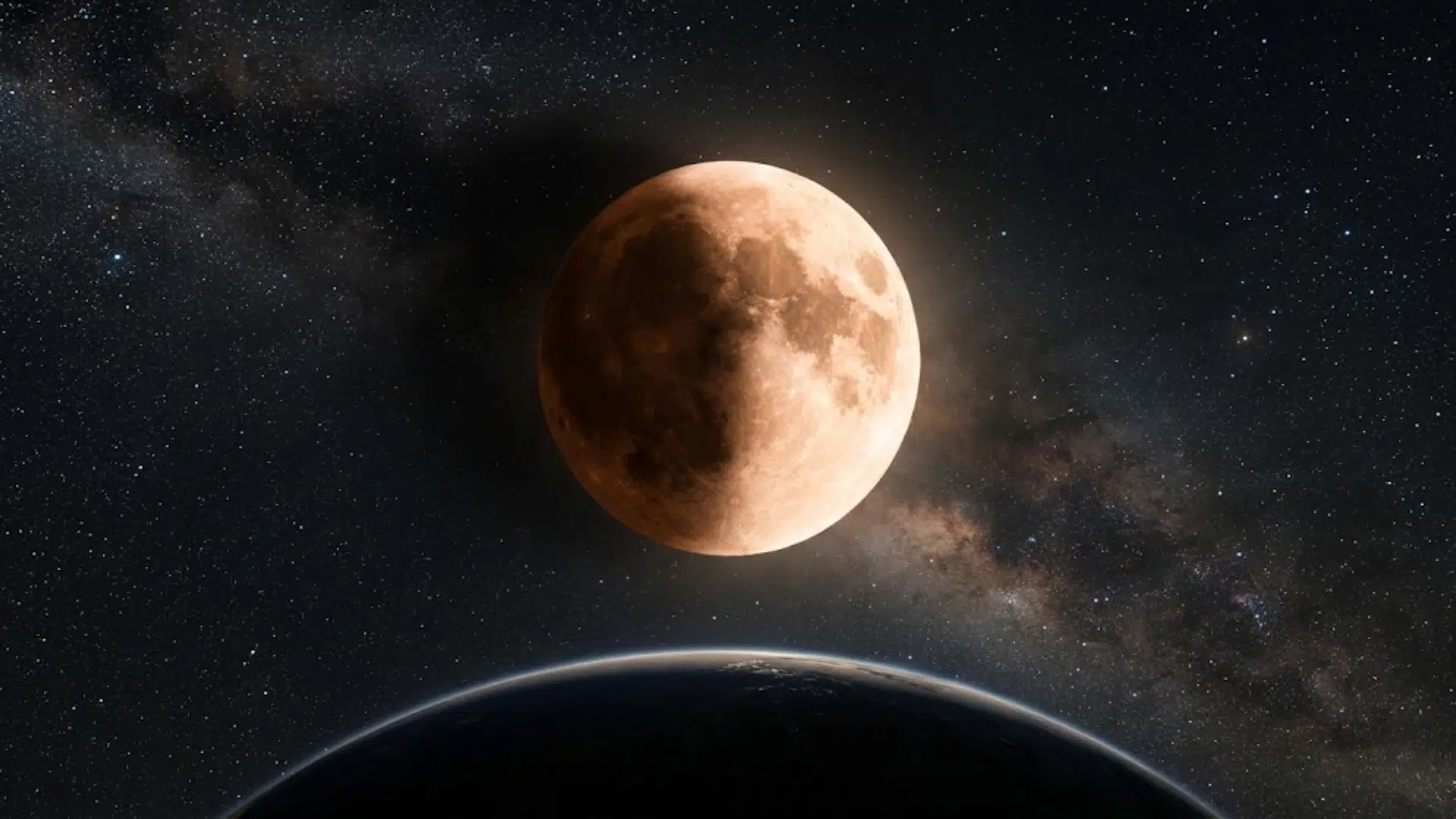 Lunar eclipse with Earth’s shadow covering the Moon