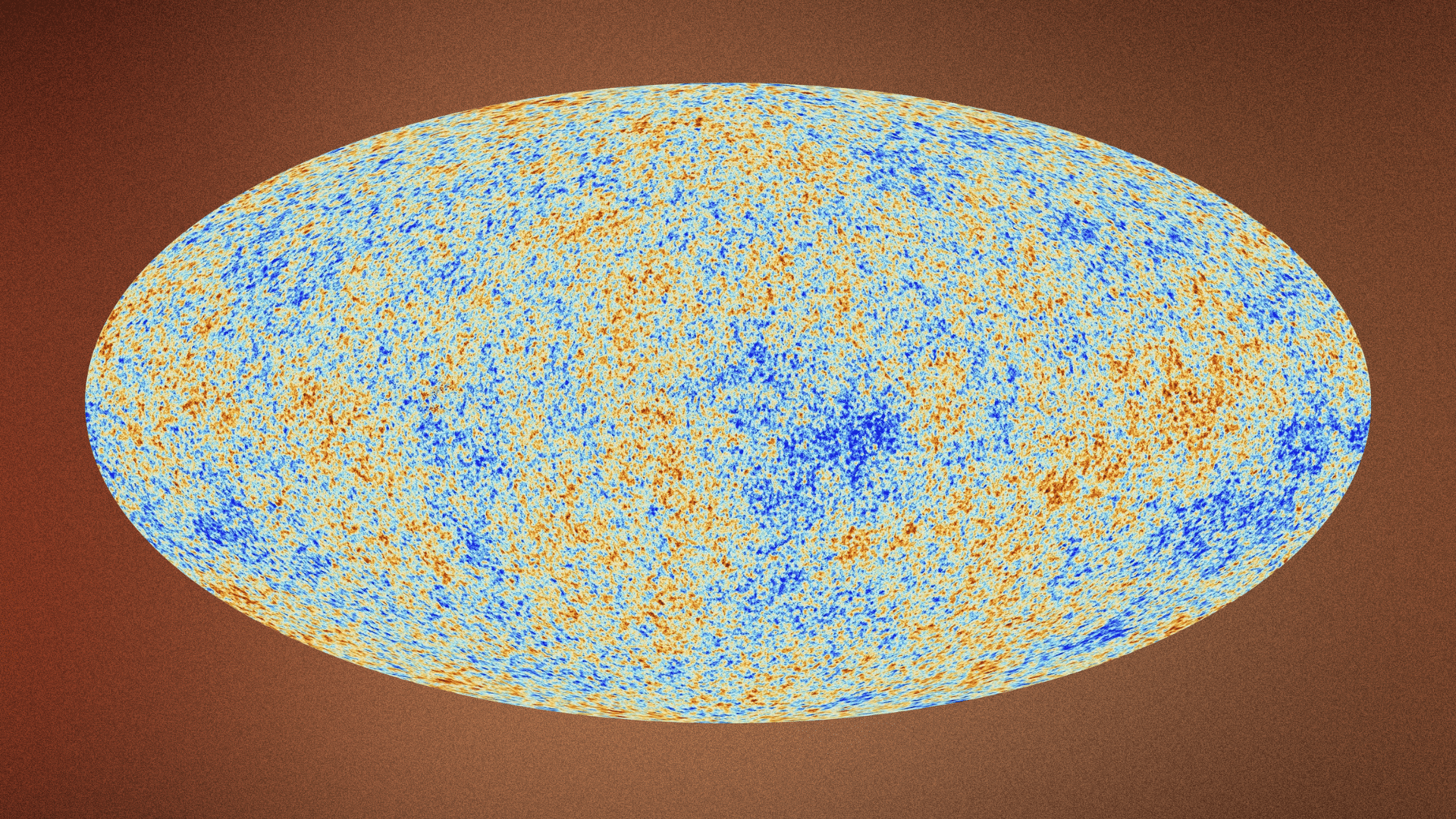 Scientific map of cosmic microwave background radiation showing temperature variations across the early universe