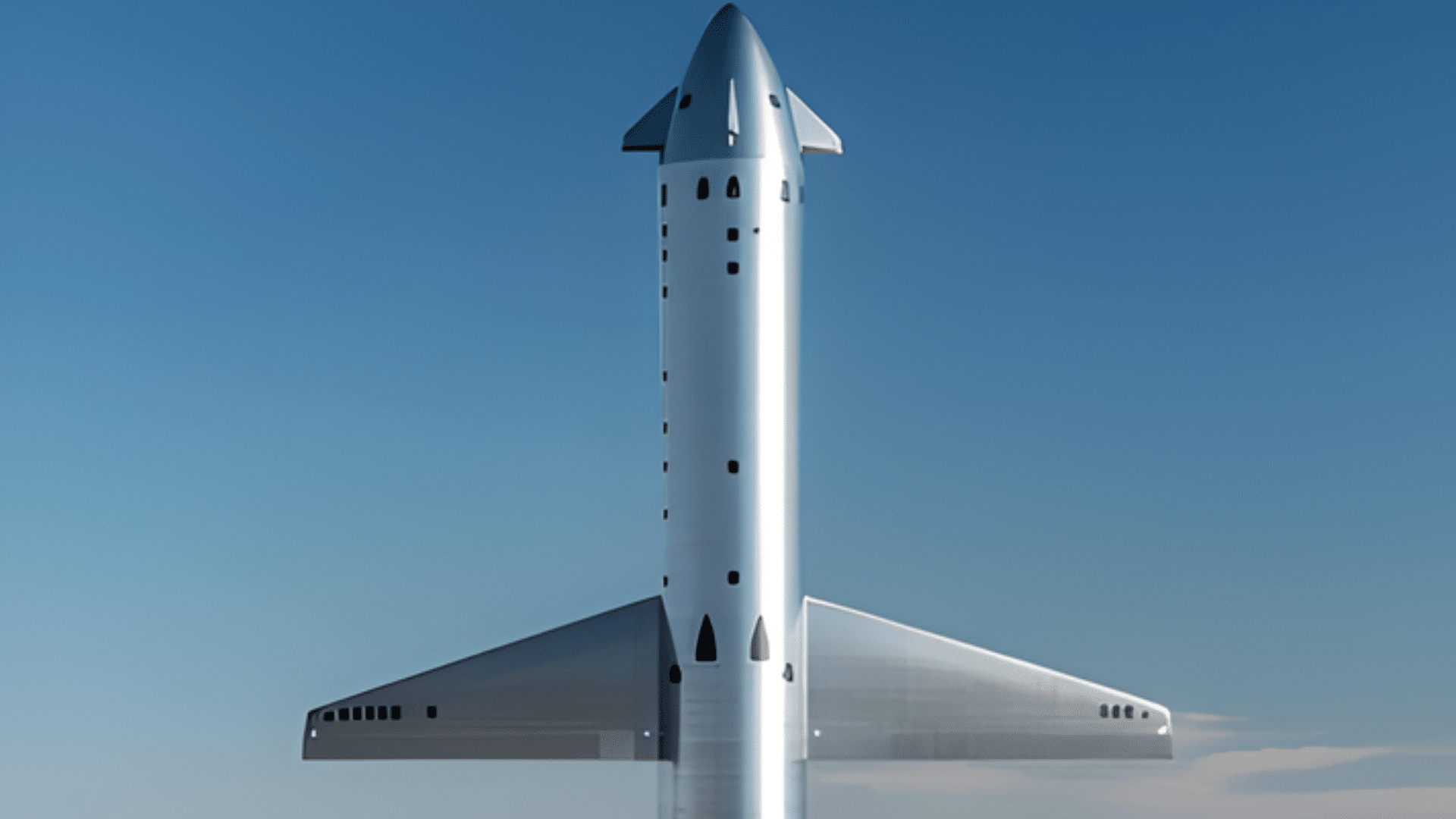 SpaceX Starship V3 set against a clear blue sky