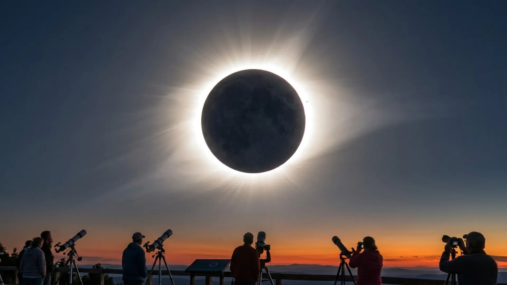 View of a solar eclipse with the Moon covering the Sun