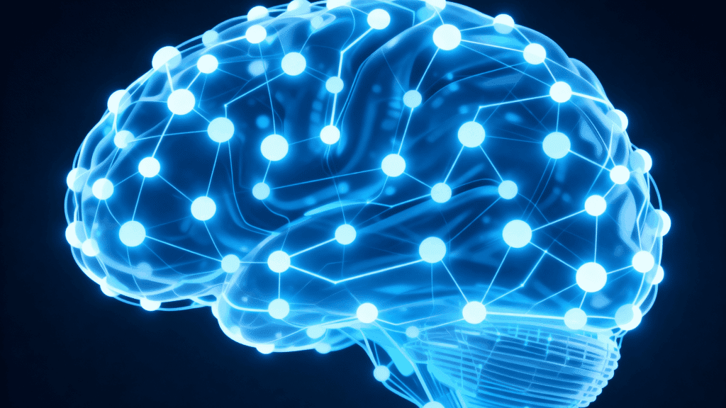Brain illustration showing major breakthroughs in large language model research