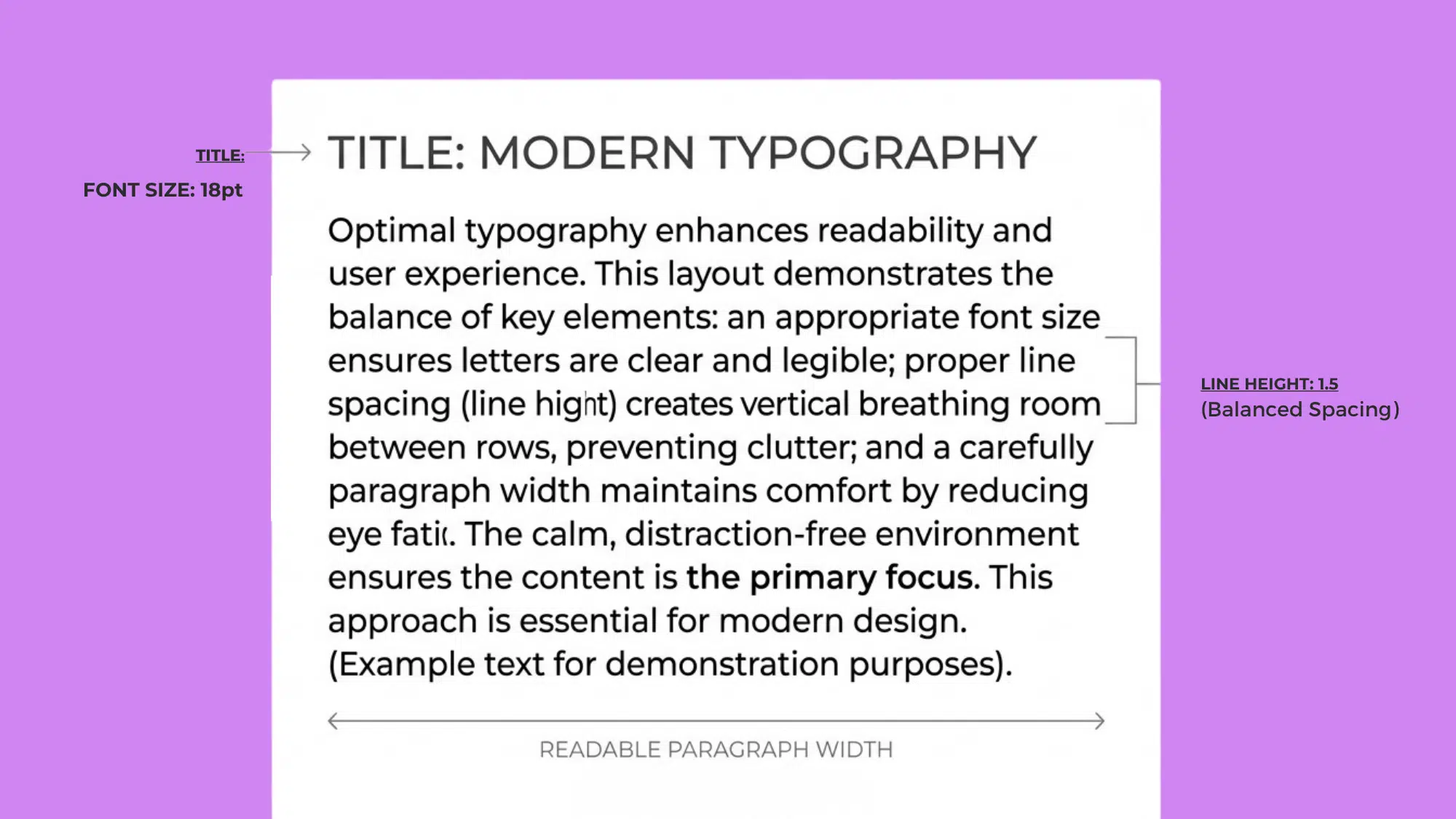 Example of ideal font size, spacing, and formatting for clear and comfortable reading.
