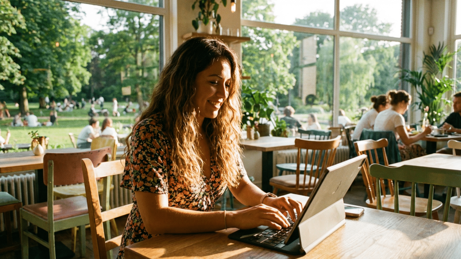 Person using iPad as laptop replacement compared with traditional MacBook workspace setup
