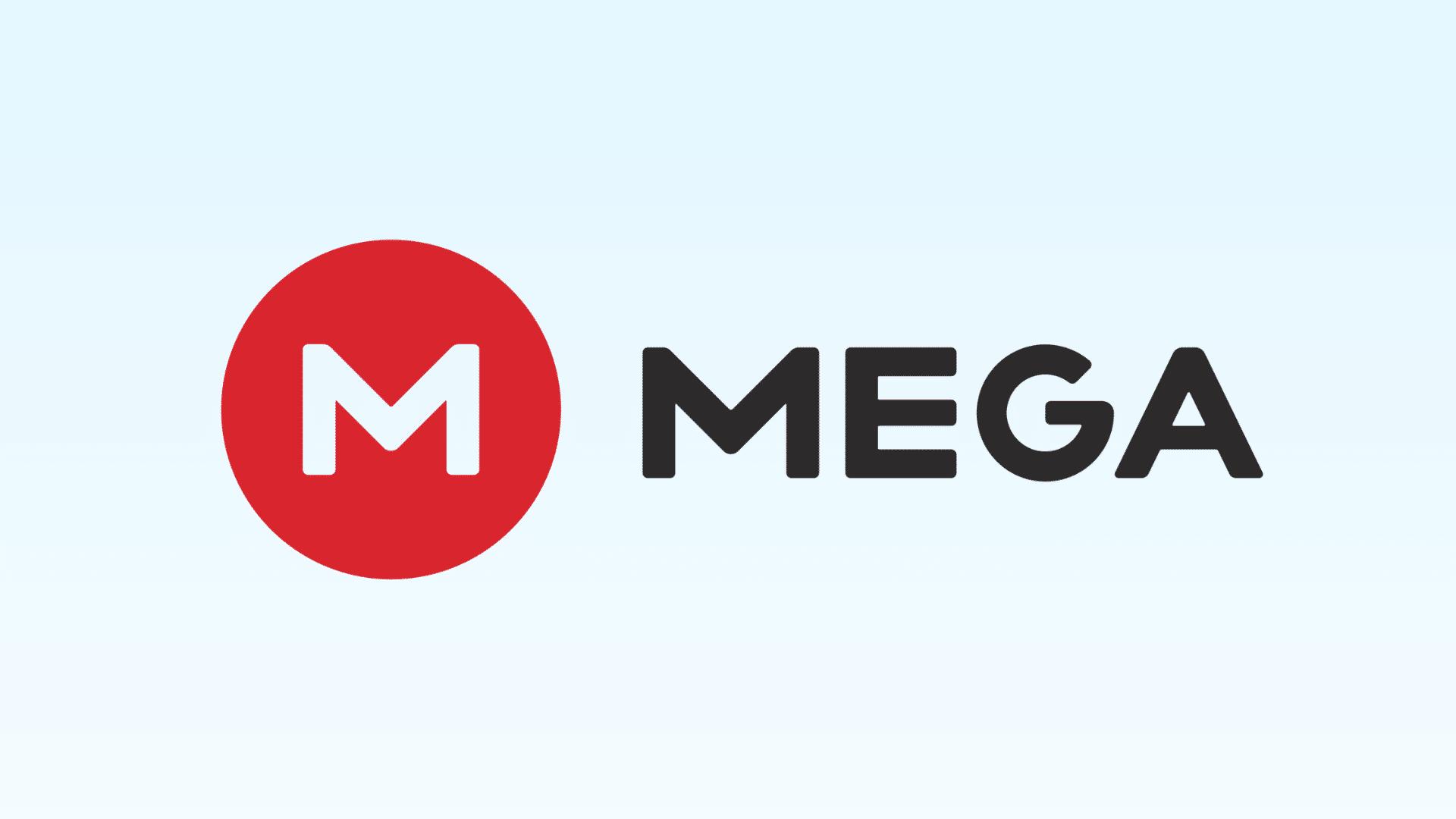 _Red logo for MEGA and text displayed on a light blue background