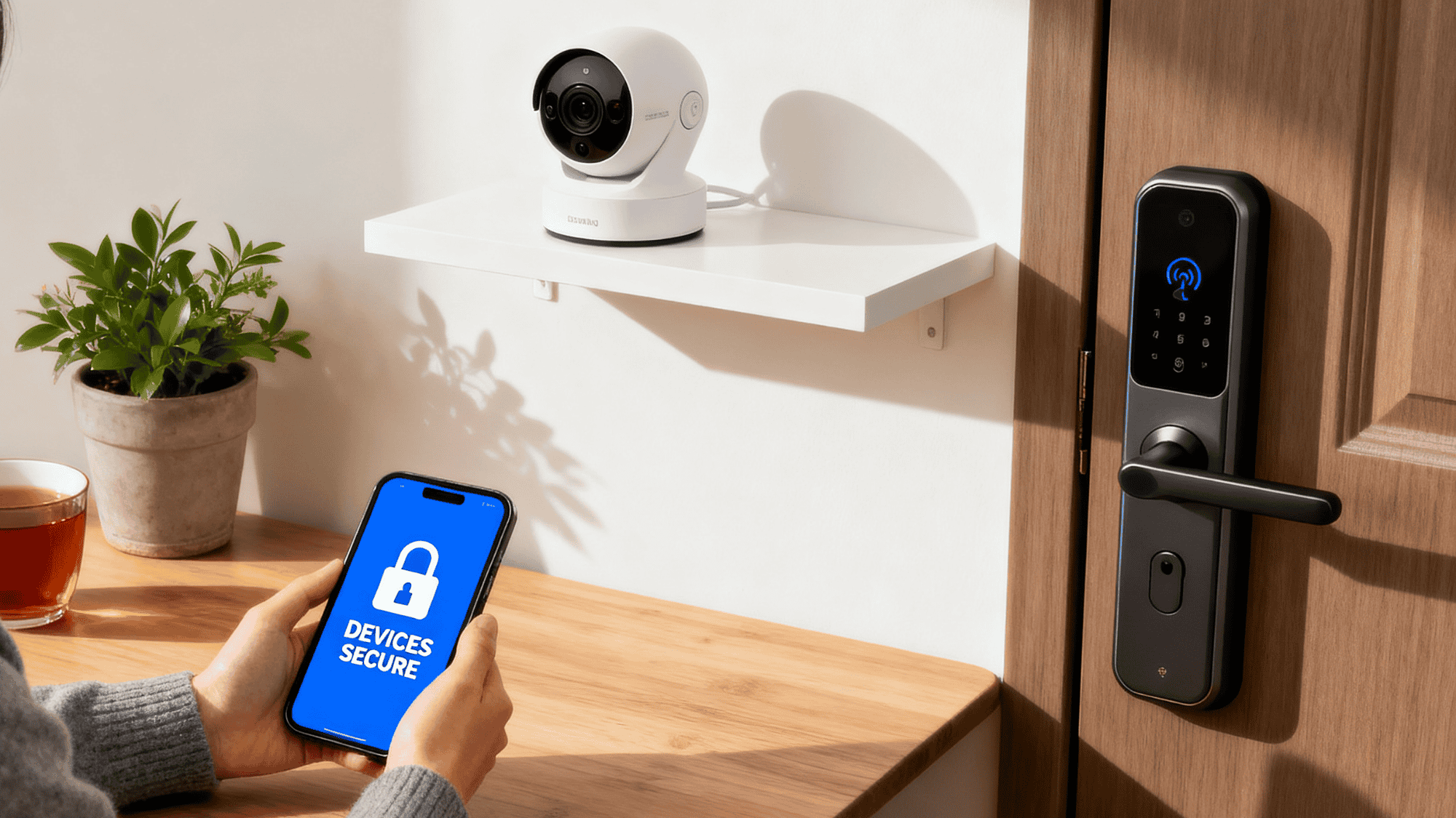 Smart home safety with secure devices and phone control in a simple setup