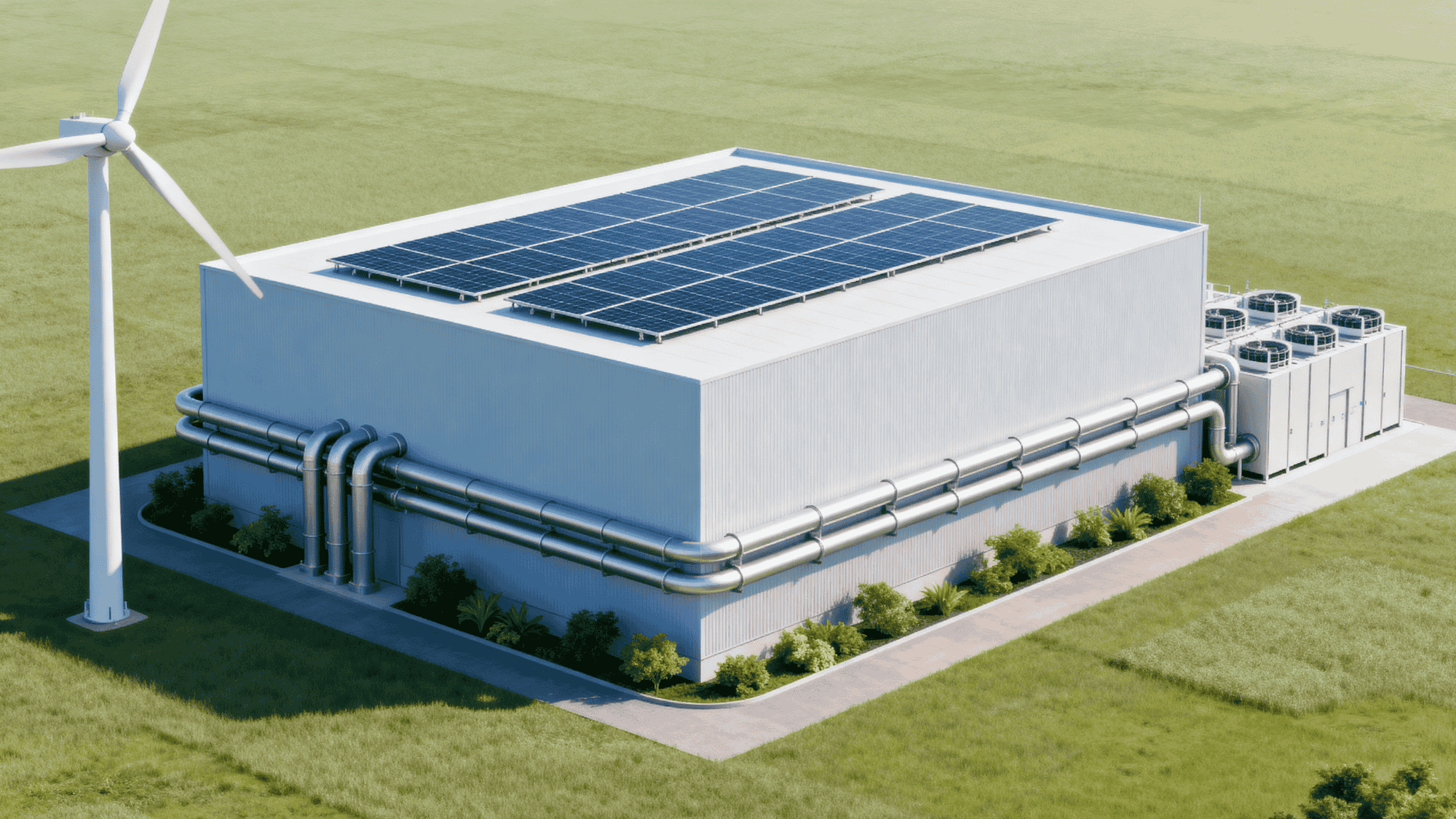Sustainable data center using renewable energy and eco-friendly technologies