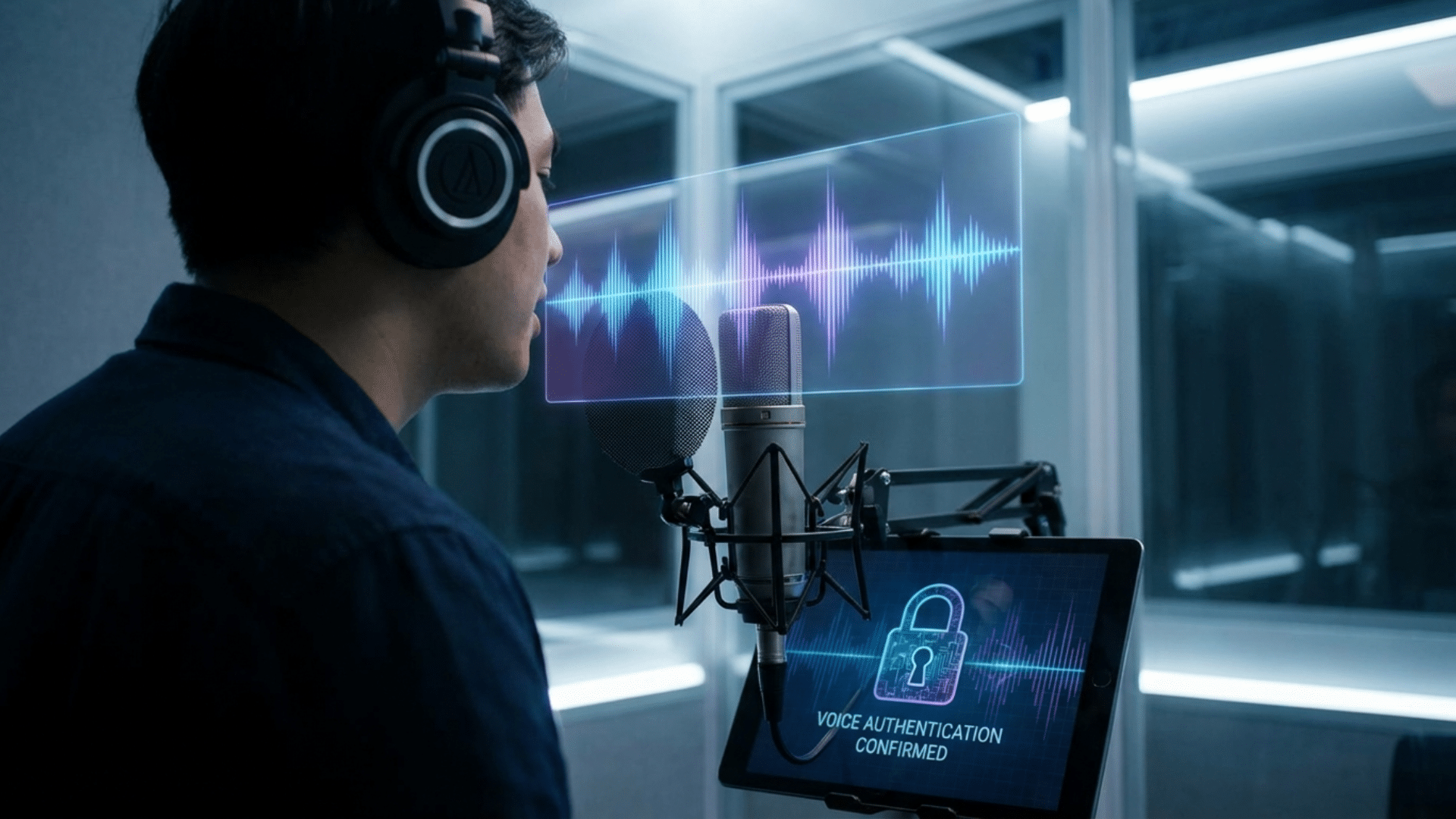 Voice recognition system analyzing speech patterns for secure identity verification process