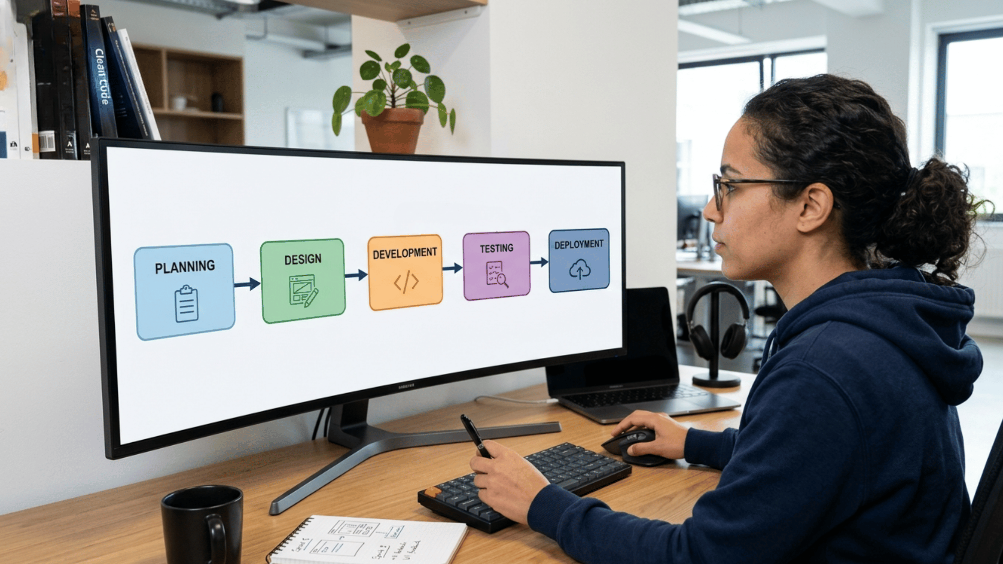 EHR software development steps shown in simple flow process diagram (1)