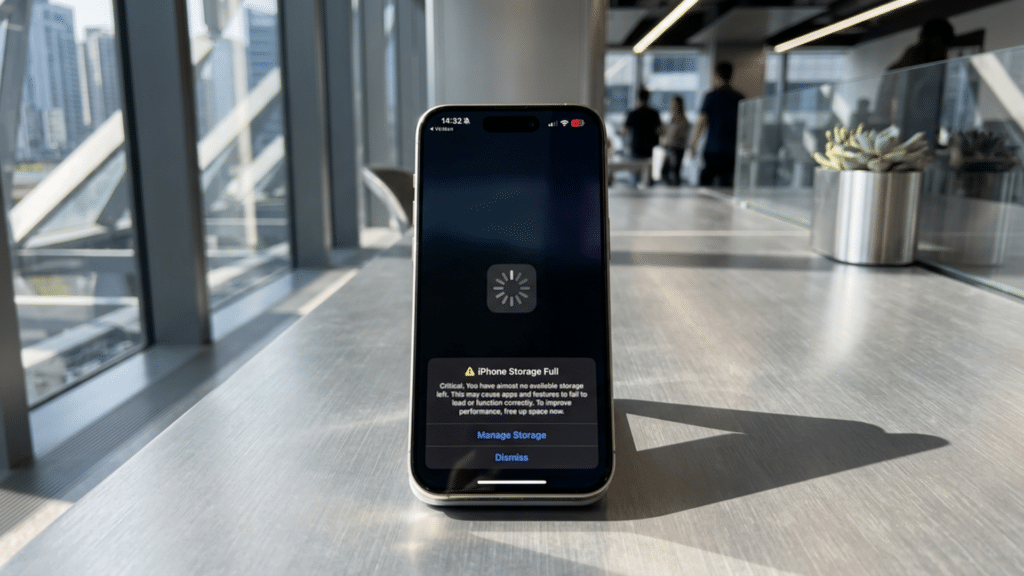 iPhone showing slow performance and storage warning due to cached app data buildup over time