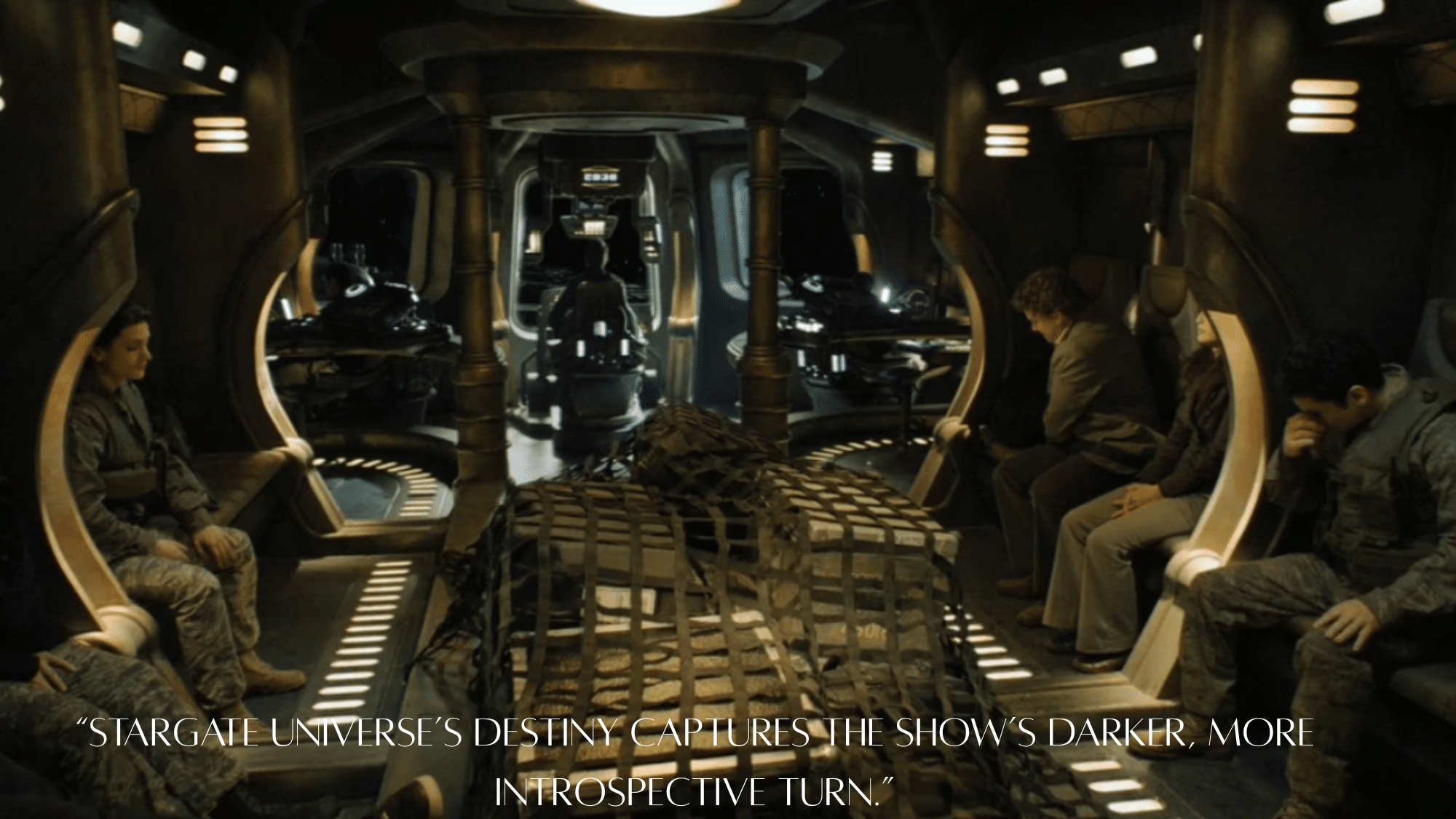Destiny spaceship interior from Stargate Universe, signaling the darker, more character‑driven chapter.