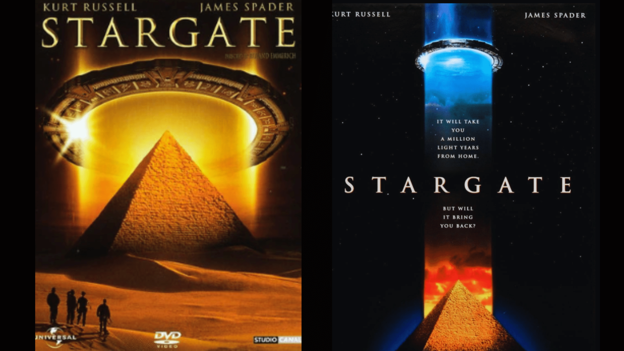 Stargate film gate activating on Abydos, introducing the core concept and ancient alien mythology.