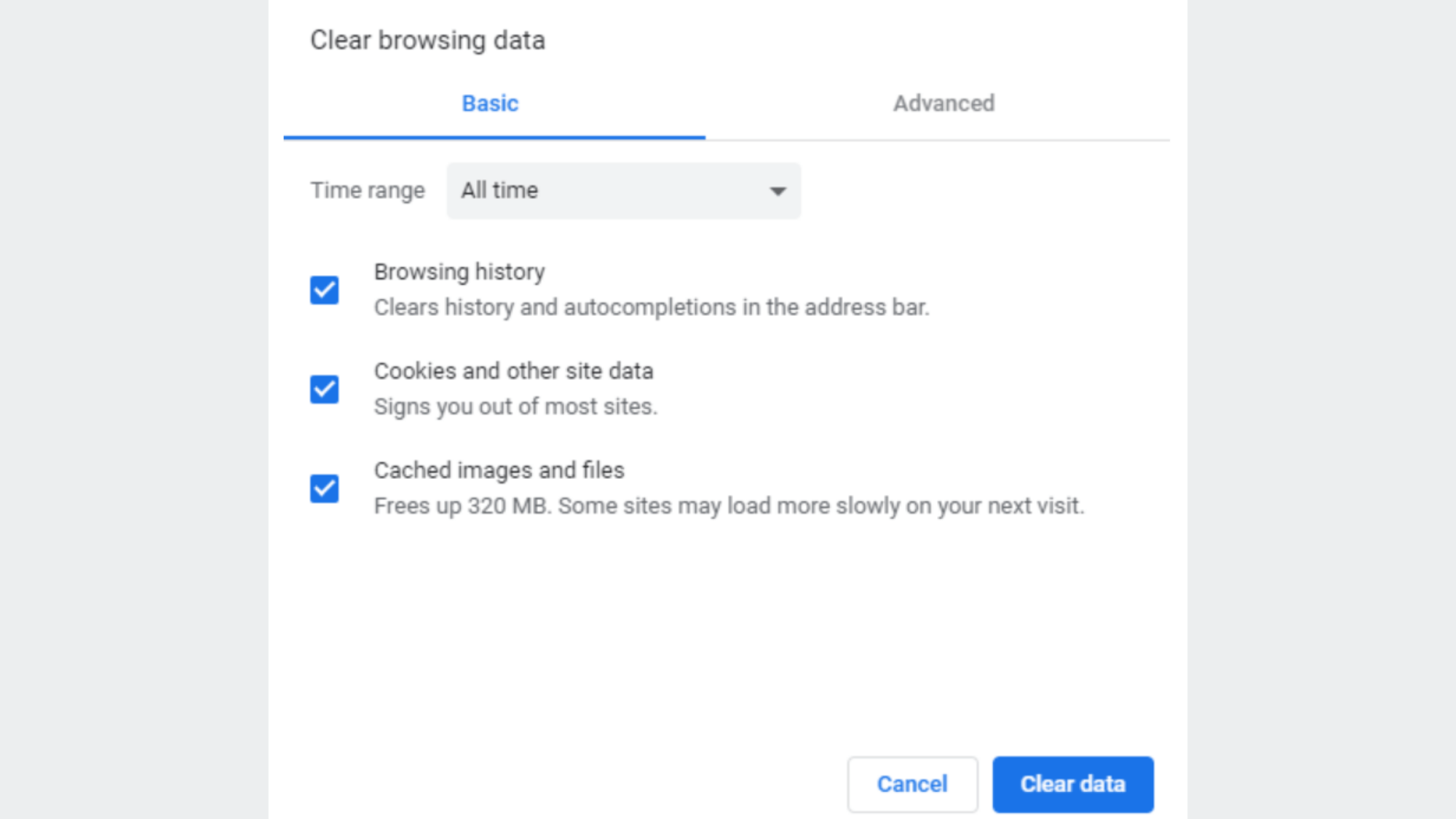 ChromeOS storage management settings screen showing options to clear cache and free up Chromebook storage.