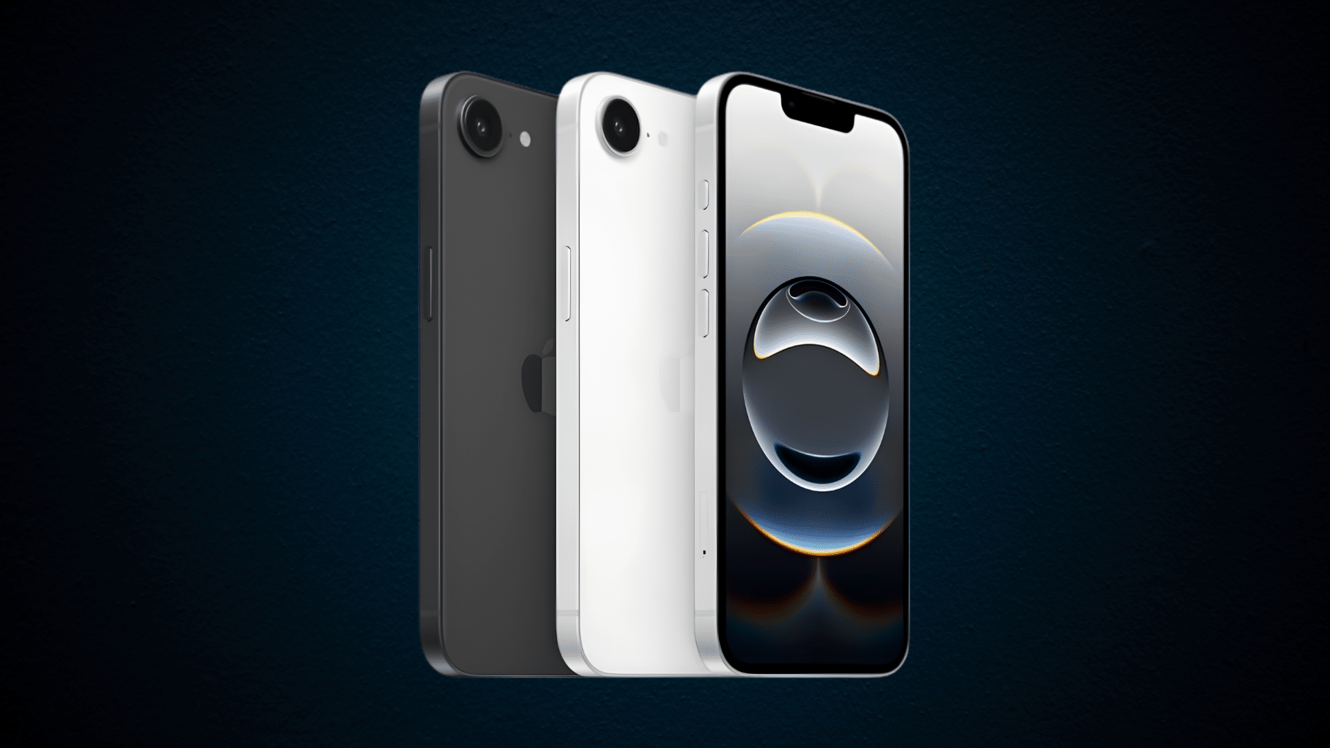 Close-up view of iPhone 16e design showing flat edges, glass back, and aluminum frame build quality