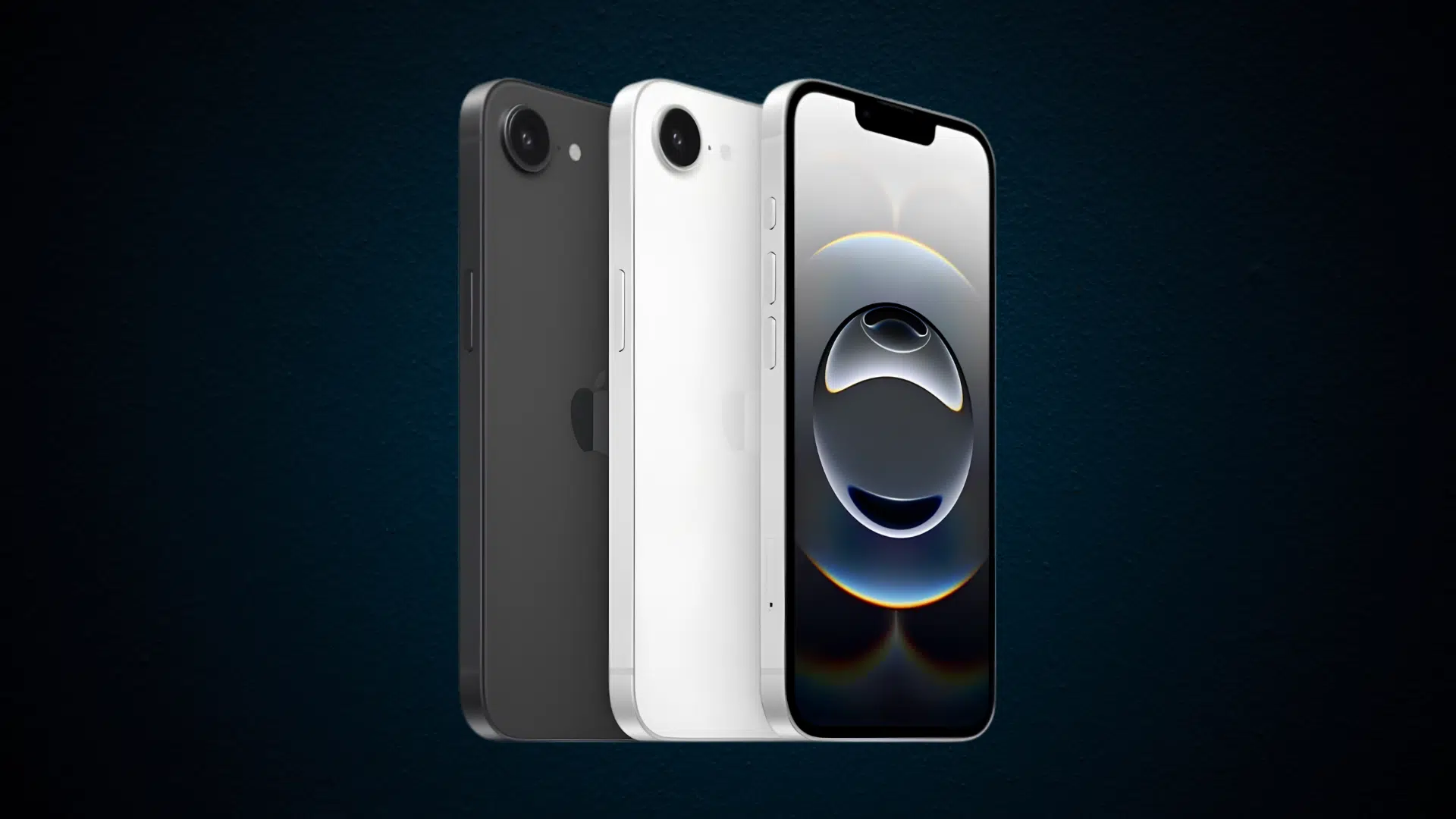 Close-up view of iPhone 16e design showing flat edges, glass back, and aluminum frame build quality