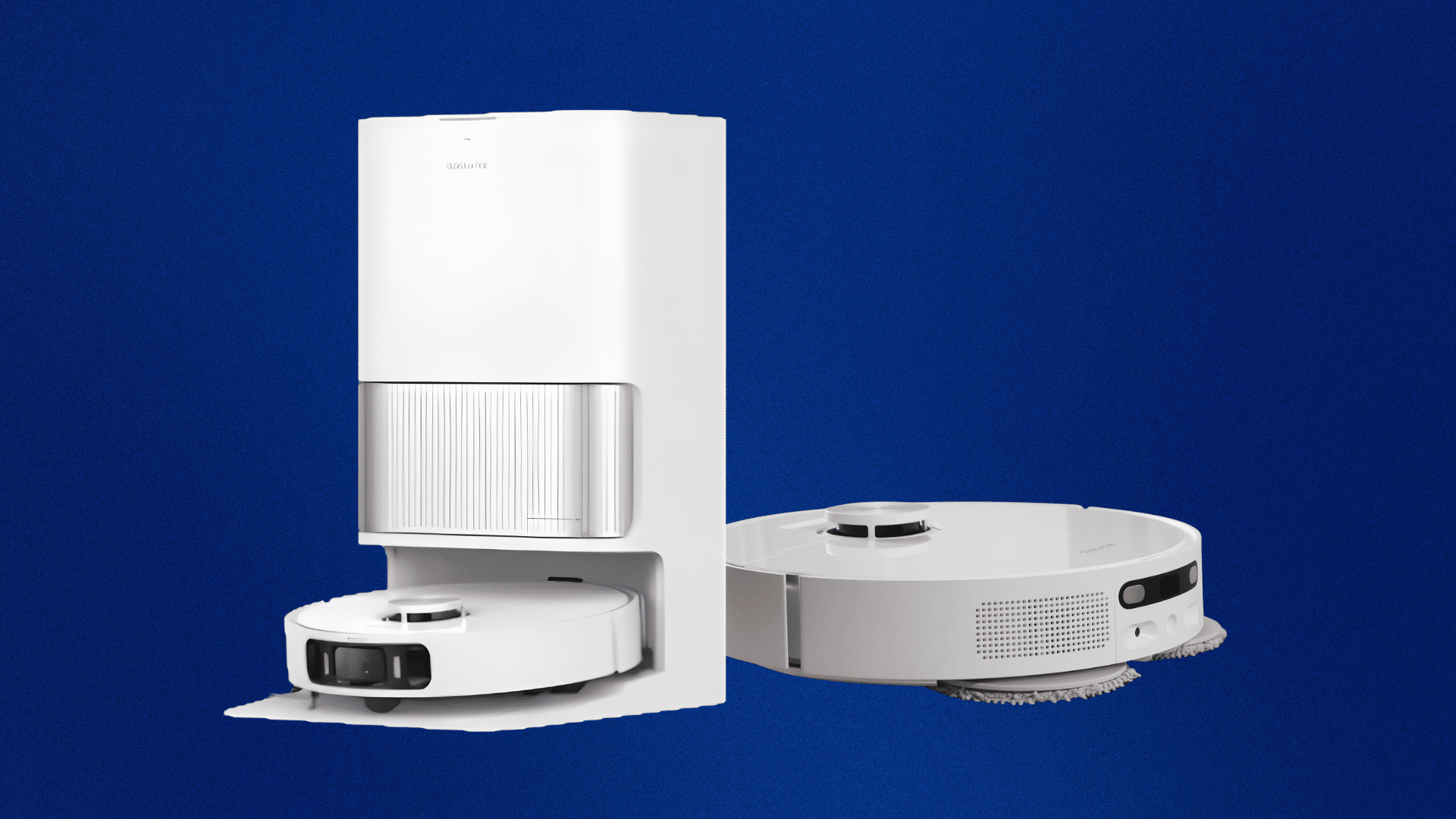 Dreame L10s Ultra robot vacuum on blue background showing modern shape and finish clearly