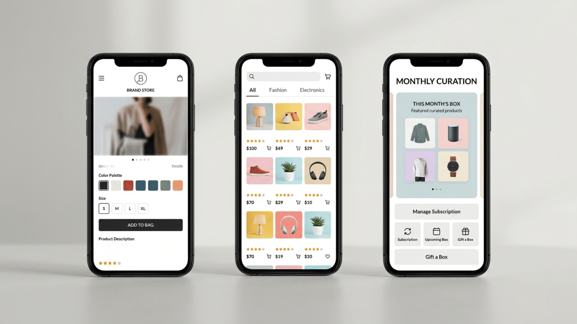 Illustration showing different ecommerce app types including marketplace and single vendor platforms