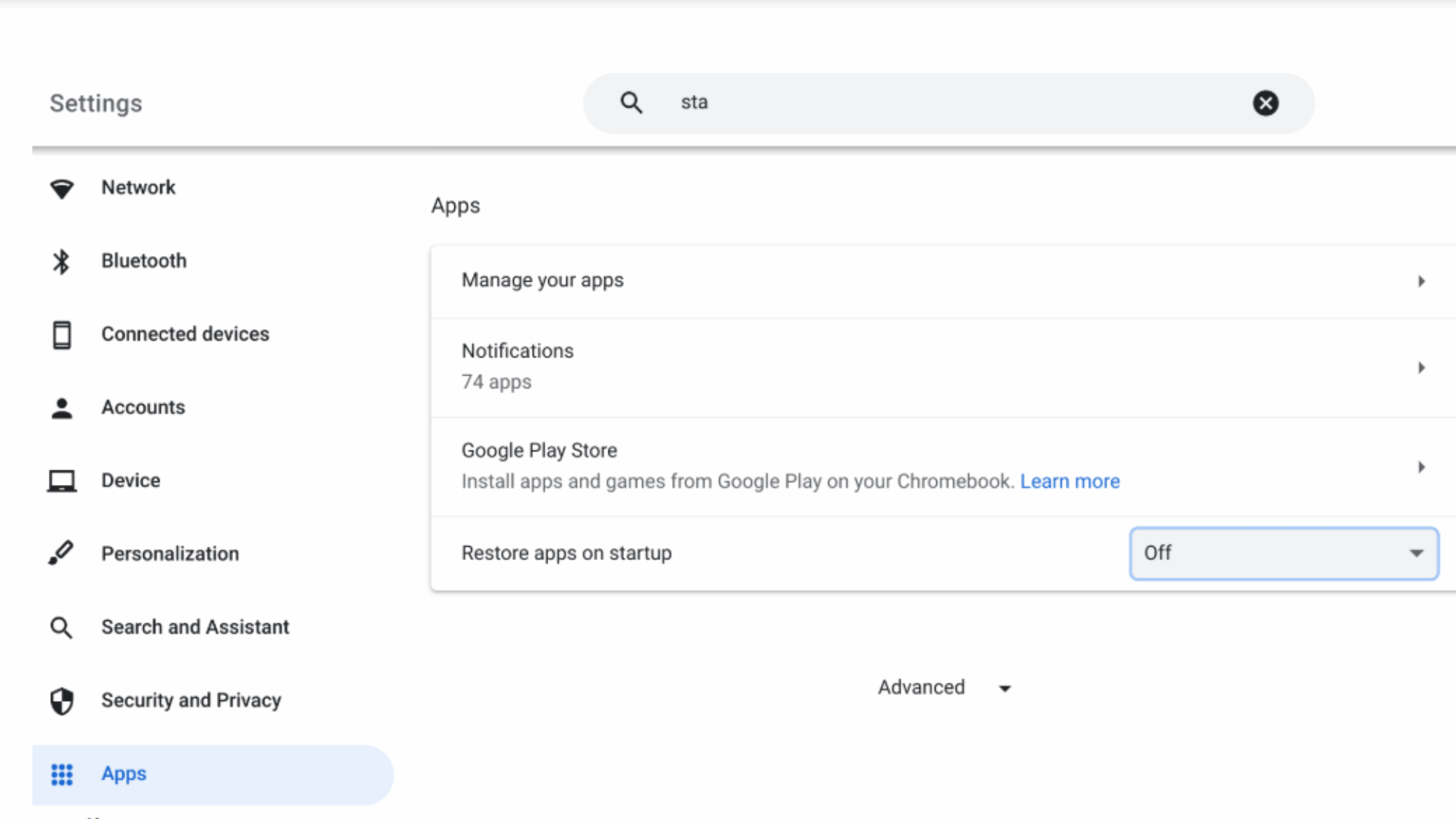 ChromeOS task manager showing background apps and startup processes running on a Chromebook.