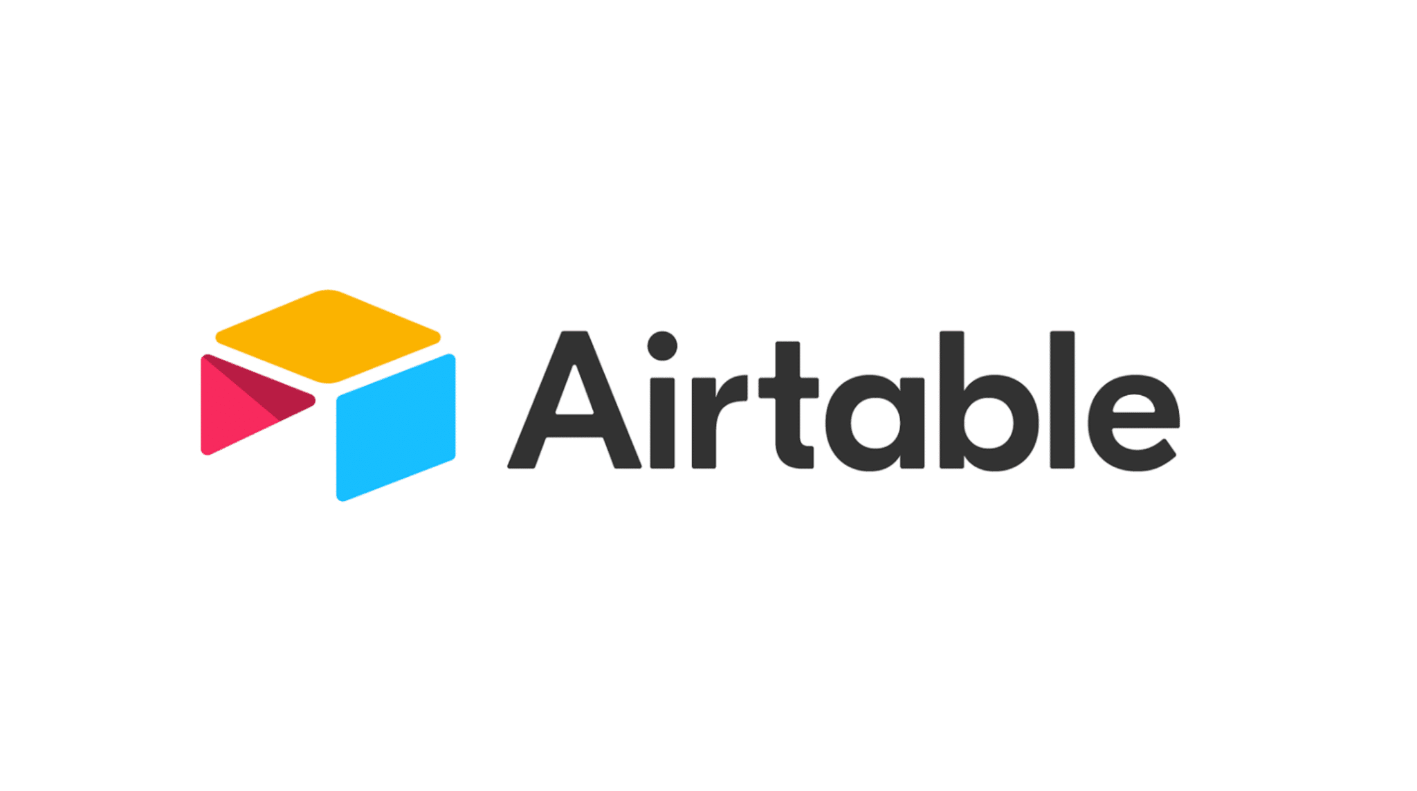 Airtable logo with colorful 3D block icon on white background