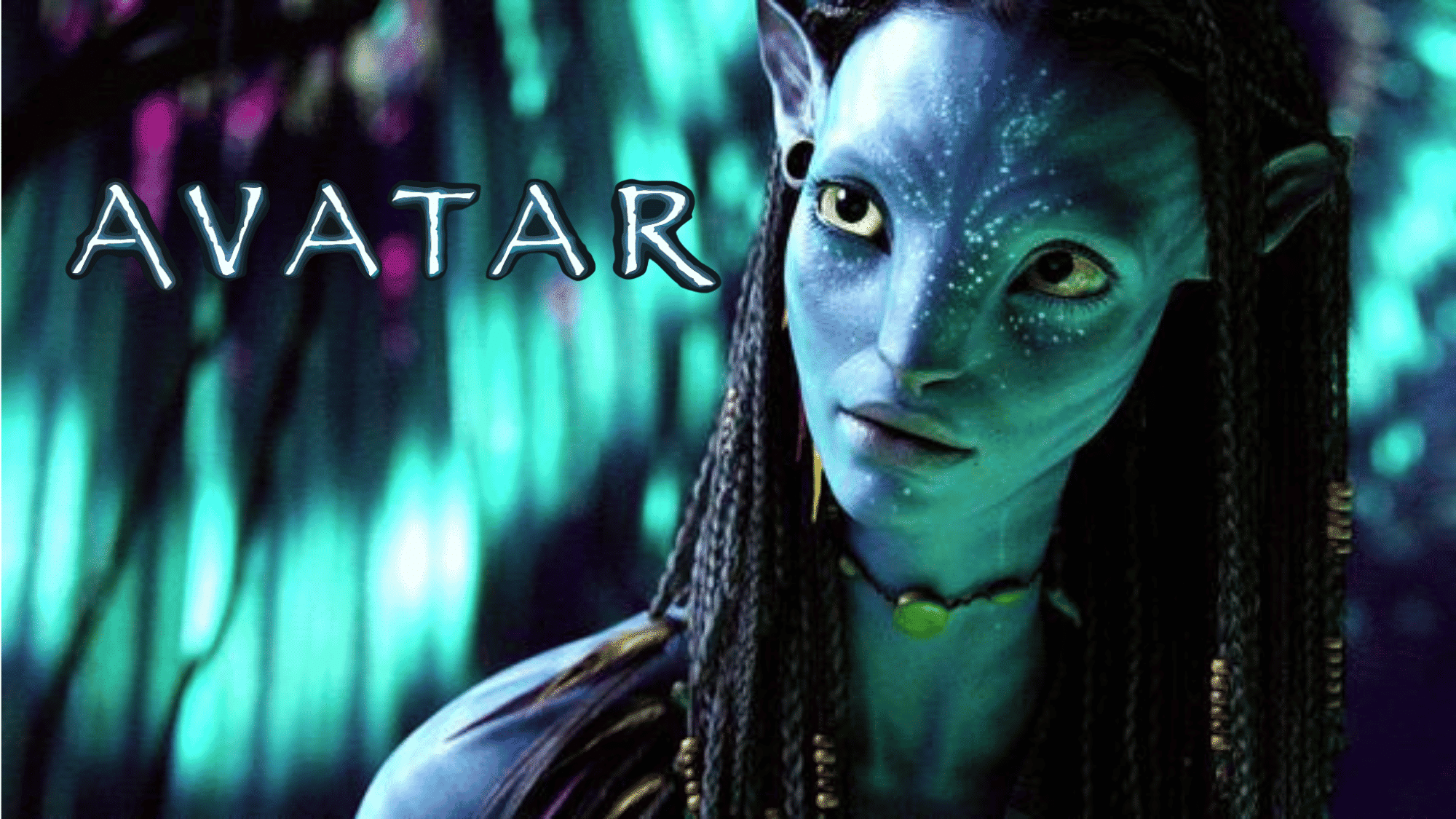 Avatar movie poster featuring a blue Na’vi character.