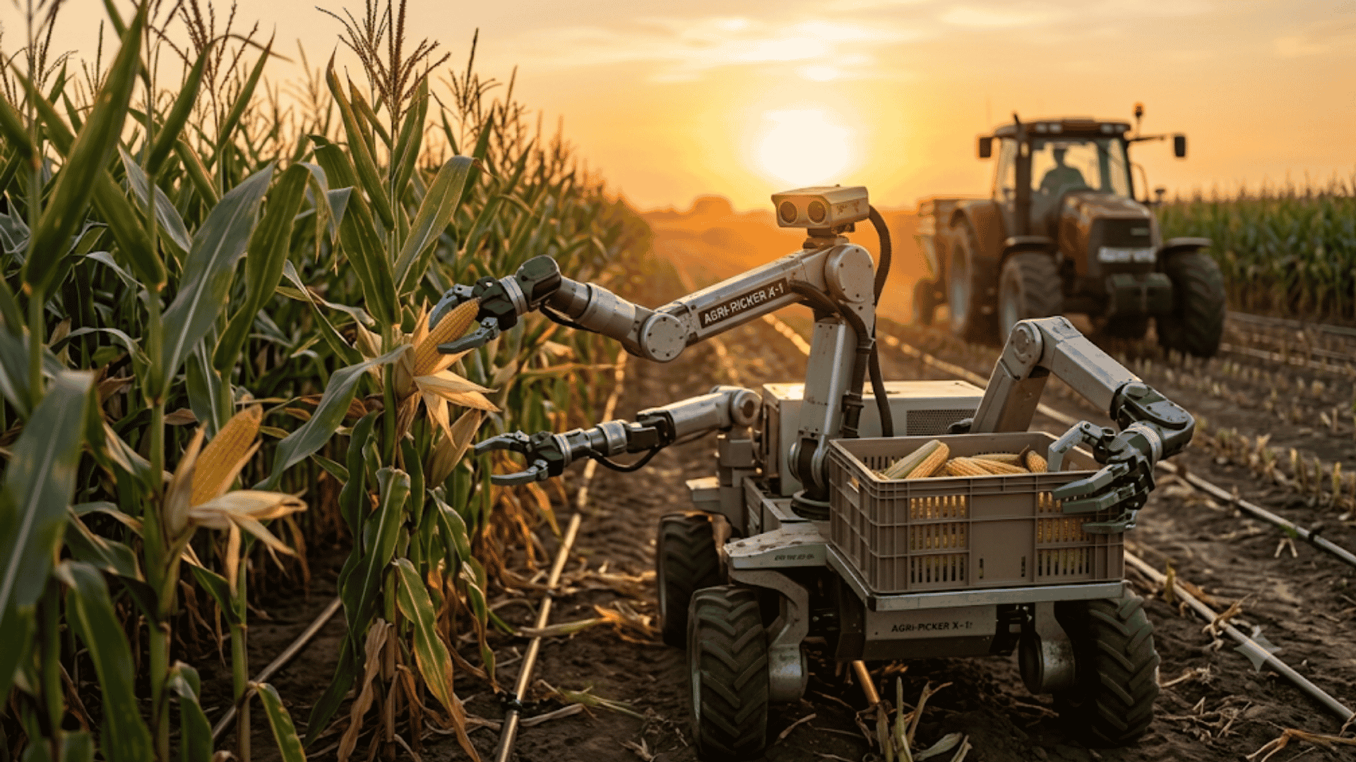 Multi-purpose autonomous farm robot performing tilling, planting, monitoring, and harvesting efficiently, all-weather