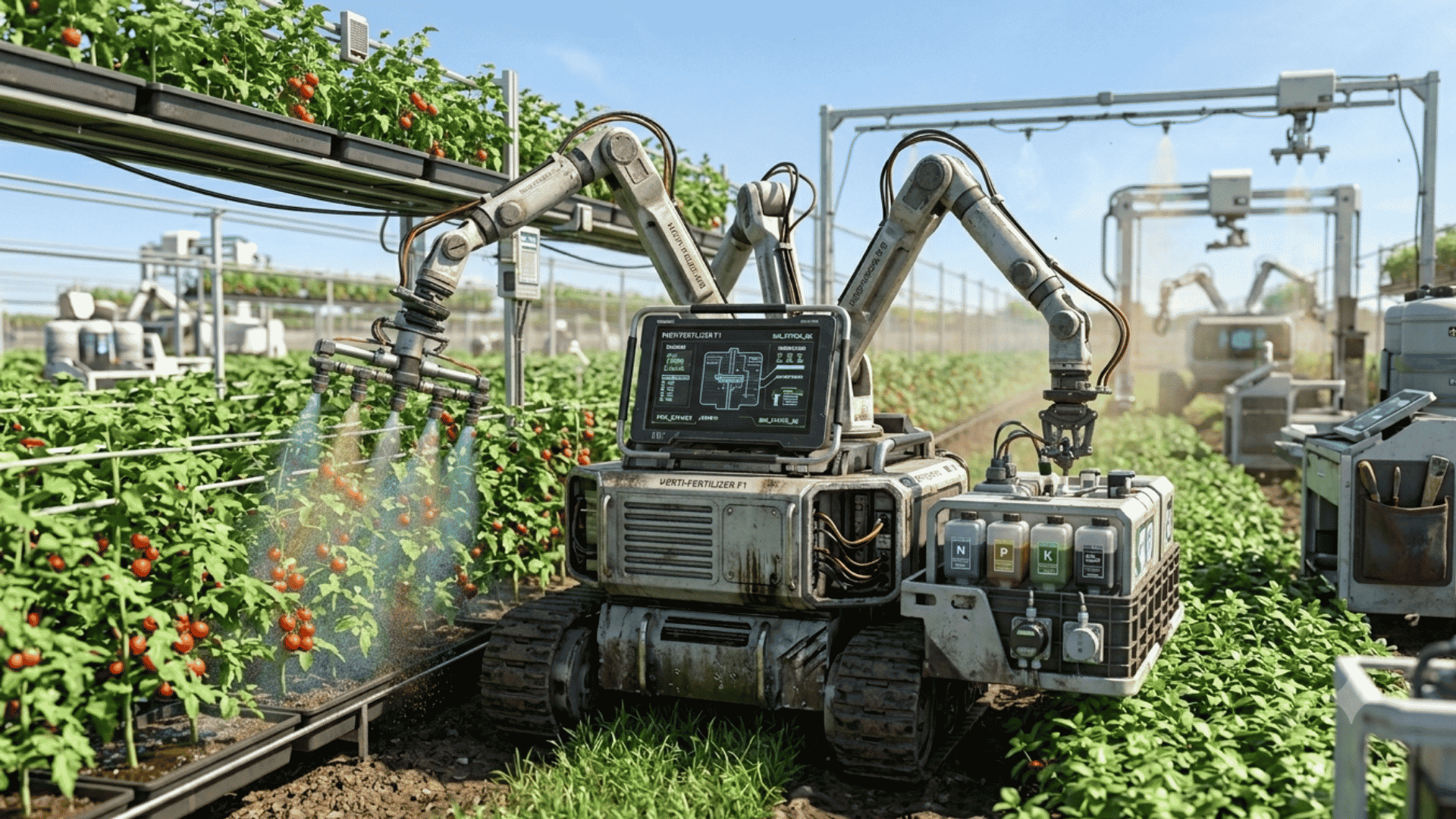Autonomous robot applying nutrients precisely using soil sensors and GPS to improve crop health