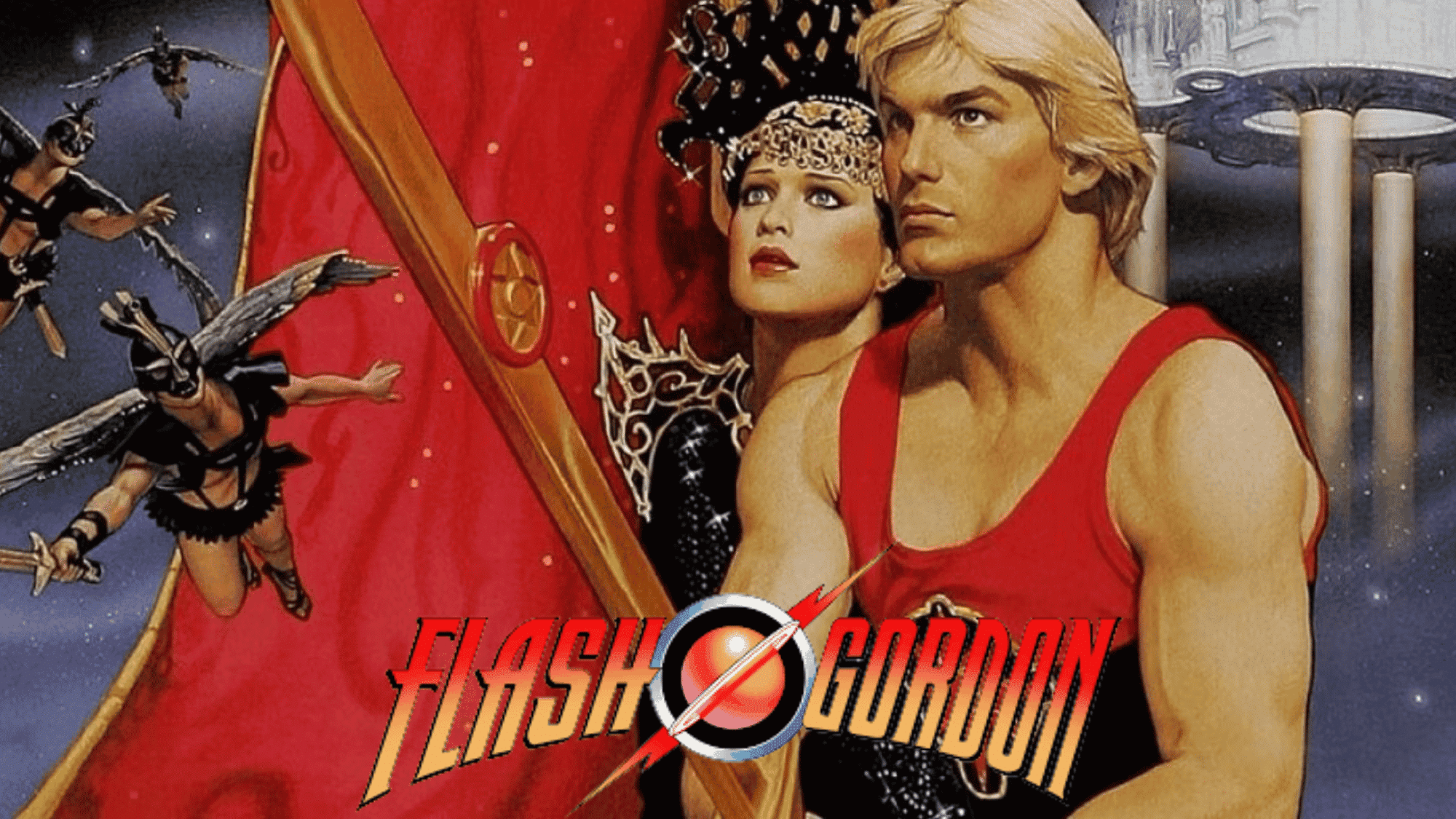 Flash Gordon poster featuring heroic sci-fi adventure characters.
