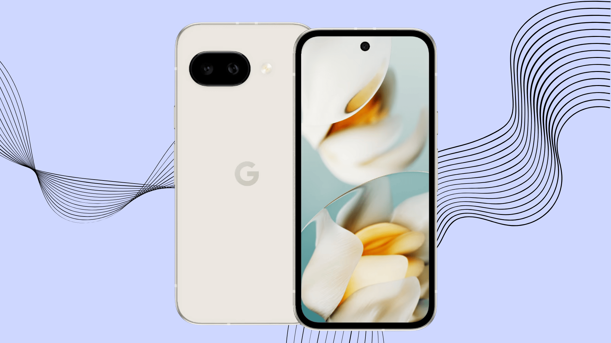Google Pixel 9a in porcelain with front display.