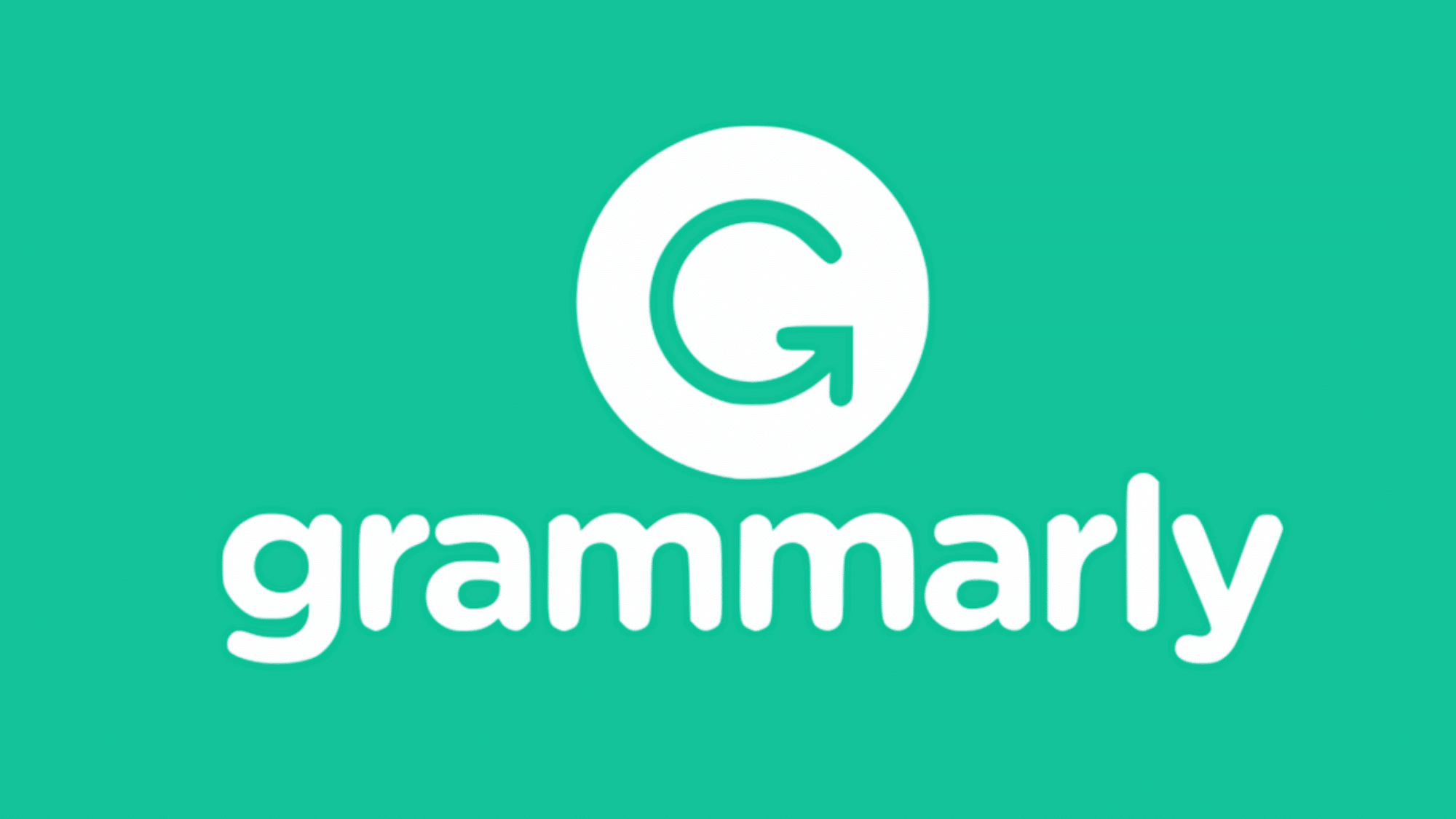 Grammarly logo with green icon and white text on teal background