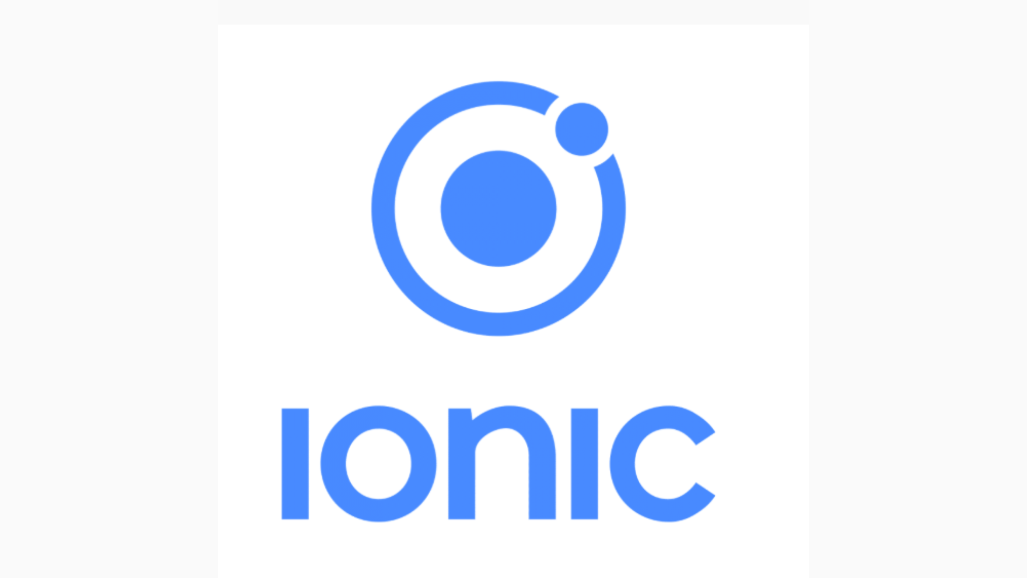 Ionic logo featuring the Ionic wordmark and flame‑style icon for web‑based cross‑platform apps.