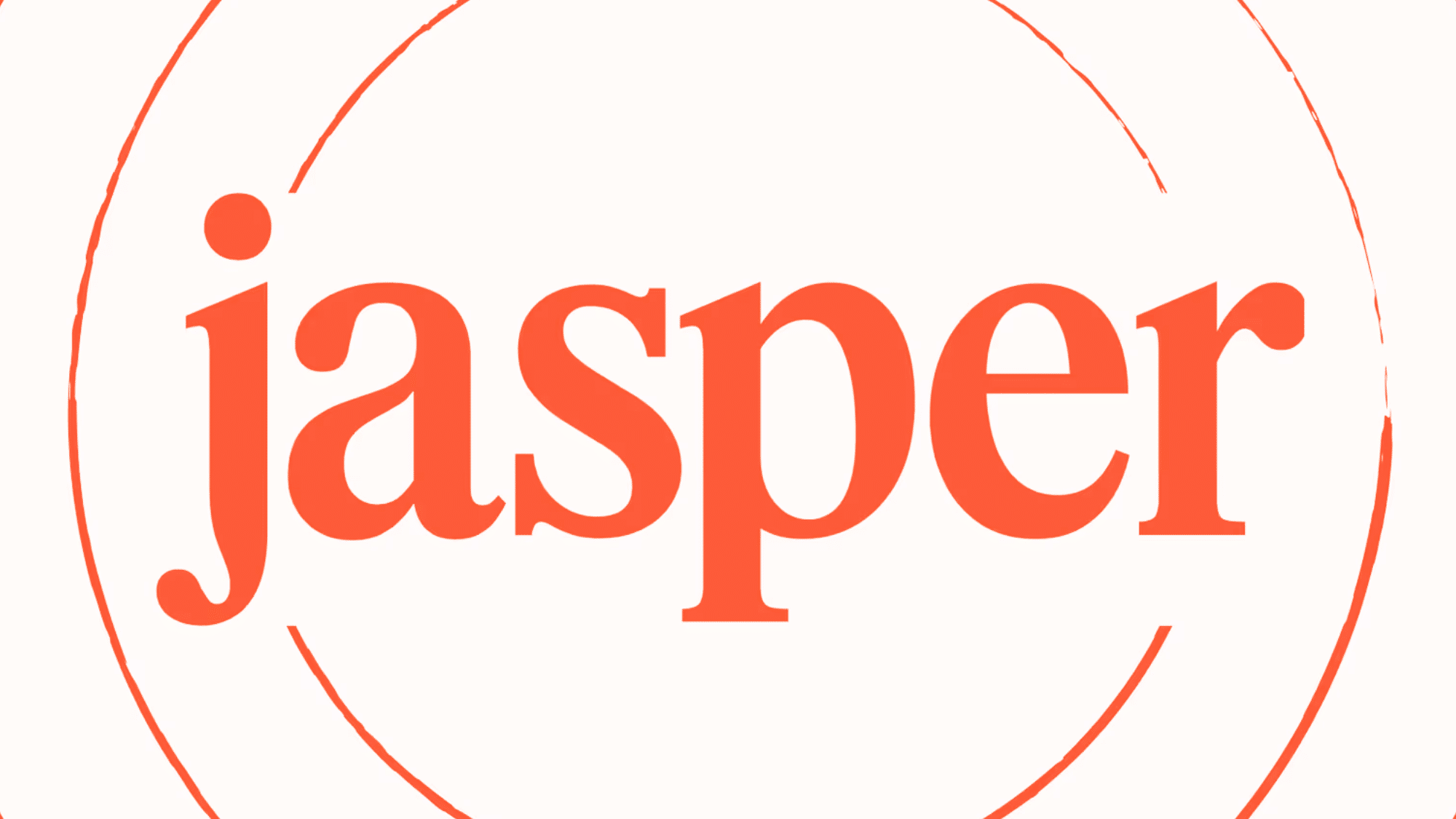 Jasper AI logo in bold orange text with circular design