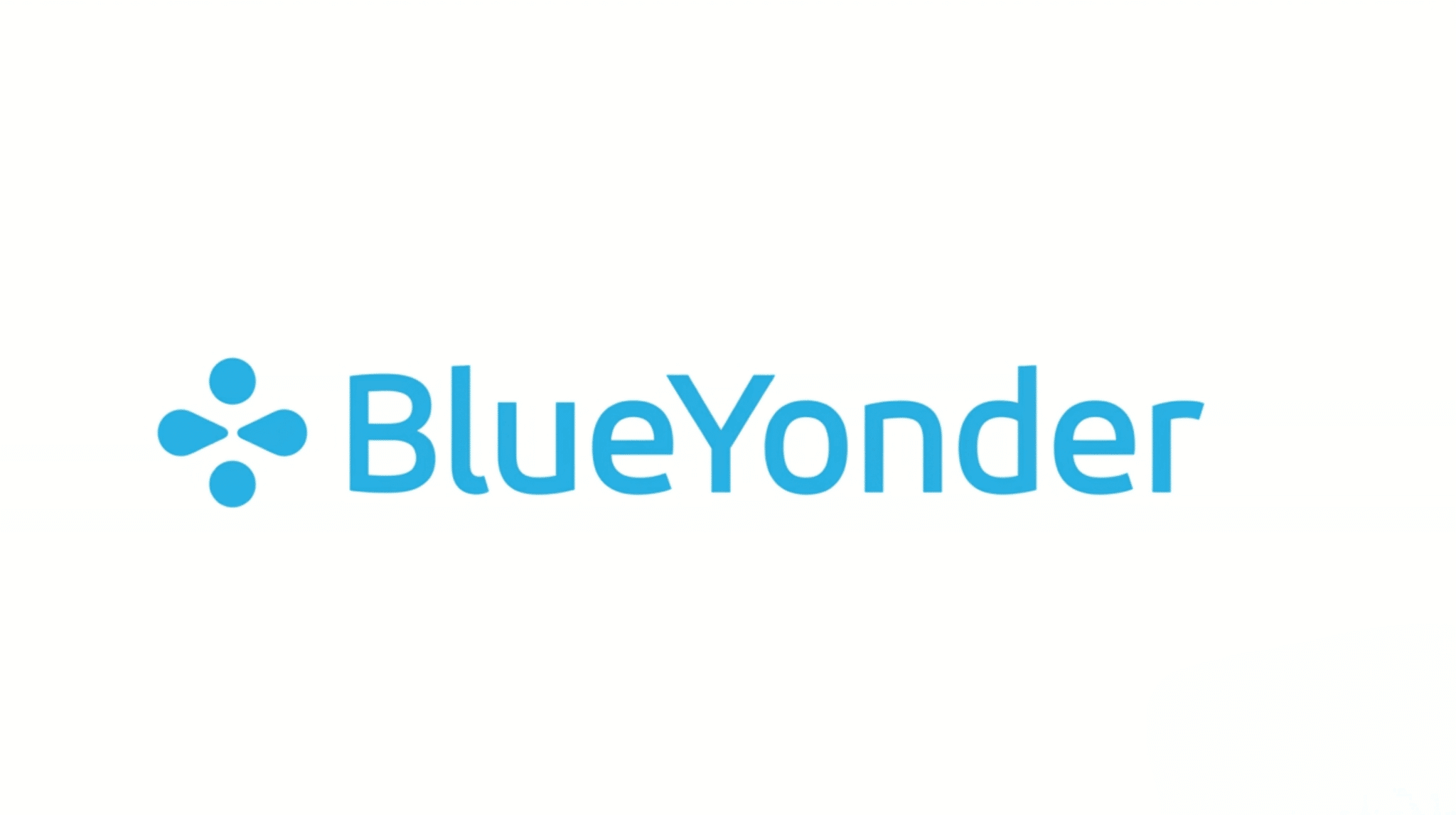 Blue Yonder logo on white background representing <echighlighted>supply chain software</echighlighted> for inventory, forecasting, and transportation management