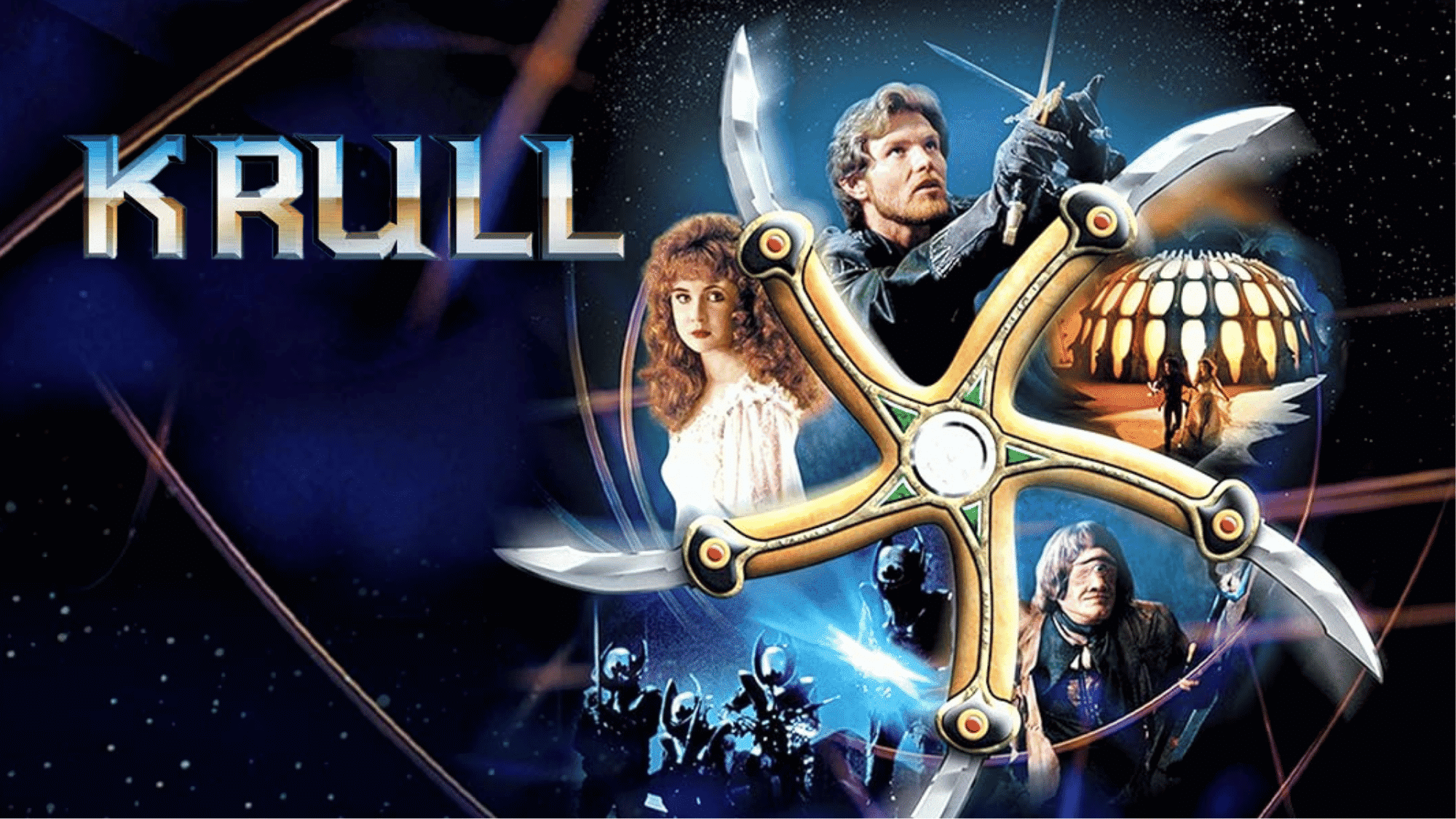 Krull movie poster featuring fantasy warriors and cosmic adventure.