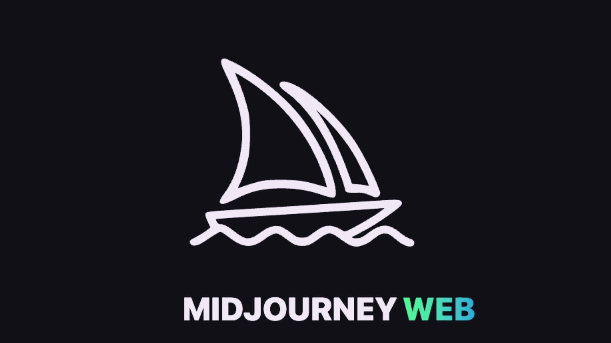 MidJourney Web logo with white sailboat icon on dark background
